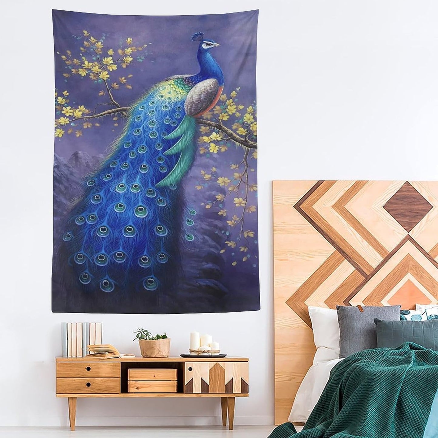 yowecso Peacock Tapestry - Purple Peacock Wall Hanging for Bedroom, Living Room & Dorm - Aesthetic Wall Decor - 60"x90"