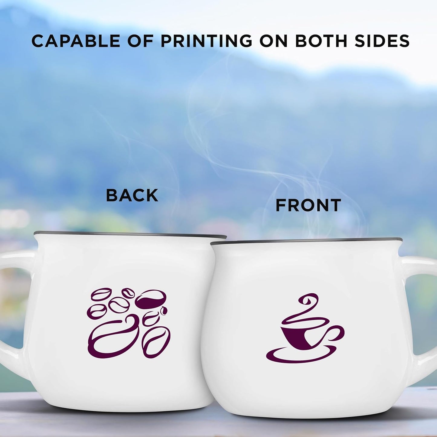 Custom Glazed Campfire Coffee Mugs 12 oz. Set of 10, Personalized Bulk Pack - Perfect for Coffee, Tea, Espresso, Hot Cocoa, Other Beverages - White