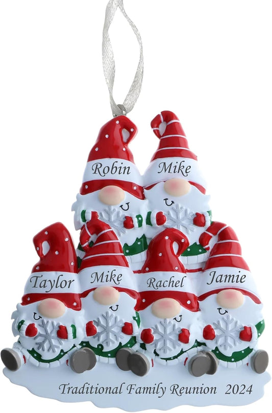 2025 Family Christmas Ornament – Personalized Ornament for Families – Custom Gnome Family Ornament – Holiday Tree Decoration Keepsake Gift (Family of 6)