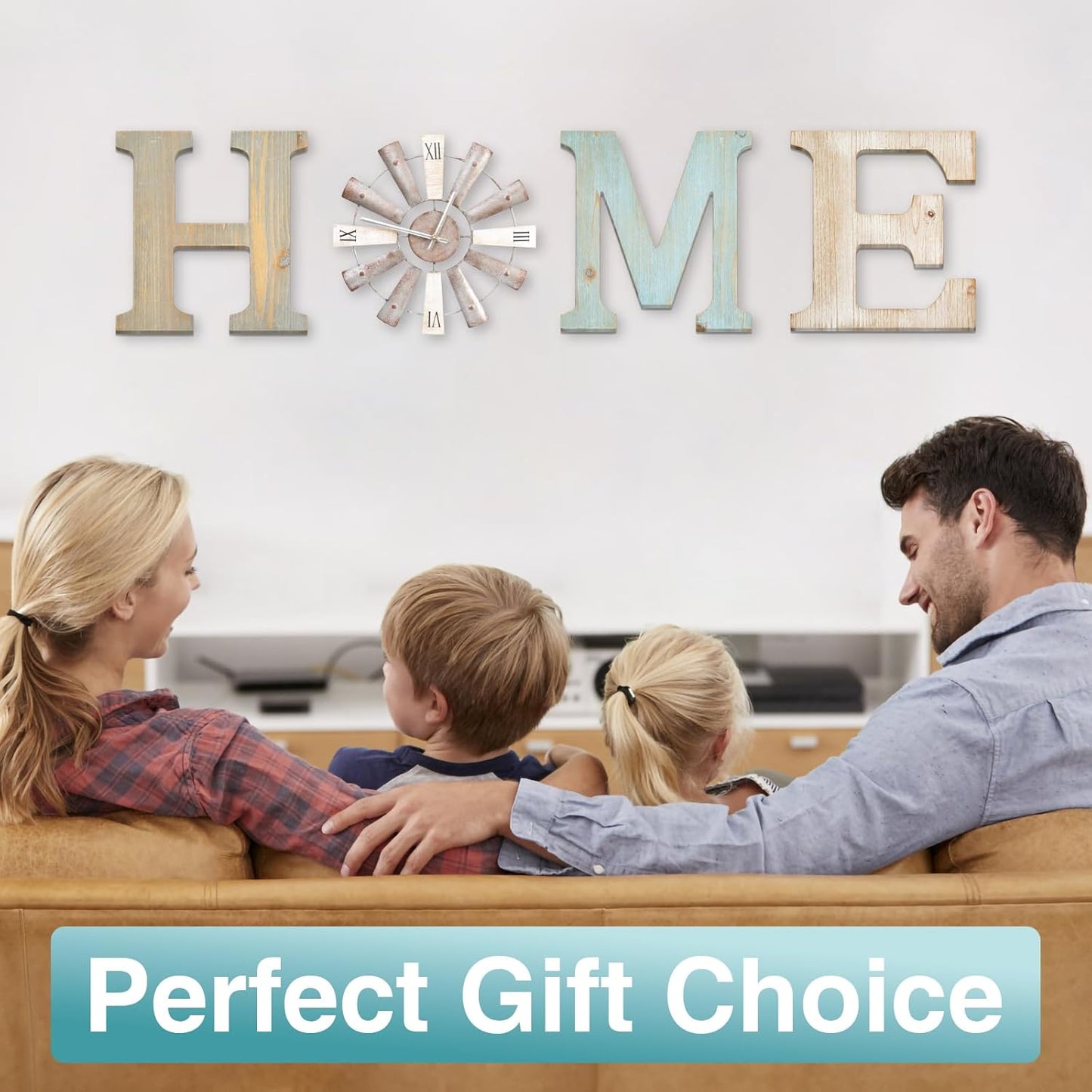 ZAZIWZ Farmhouse Home Signs with Windmill Clock Wall Decor Rustic Home Letters Wall Art for Living Room Kitchen Entryway Dining Room Bedroom (mix color)