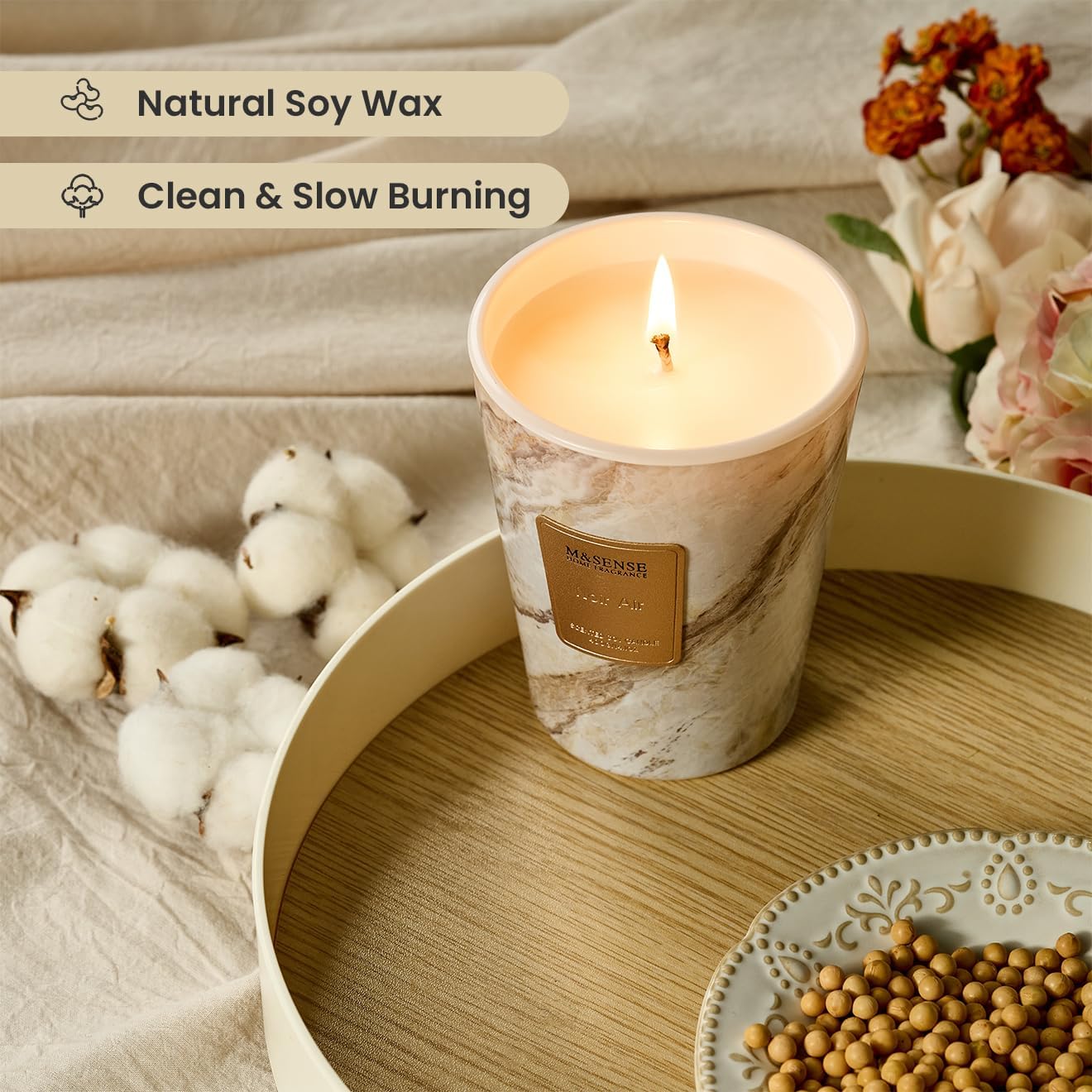 M&SENSE NoirAir Scented Candles for Home, Lead-Free Wick Highly Scented Jar Candles, 14.1 Oz 80 Hours Lasting Burning Candles Gifts for Women, Relaxing Aromatherapy Candle for Stress Relief