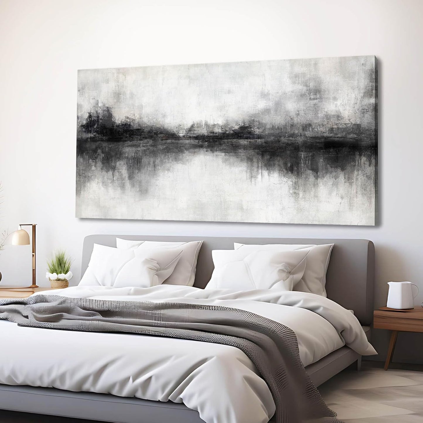 Canvas Prints Wall Art for Living Room Black Abstract Art Wall Decor Grey Pictures Wall Painting for Bedroom Office Artwork 29"x 58" Home Decor