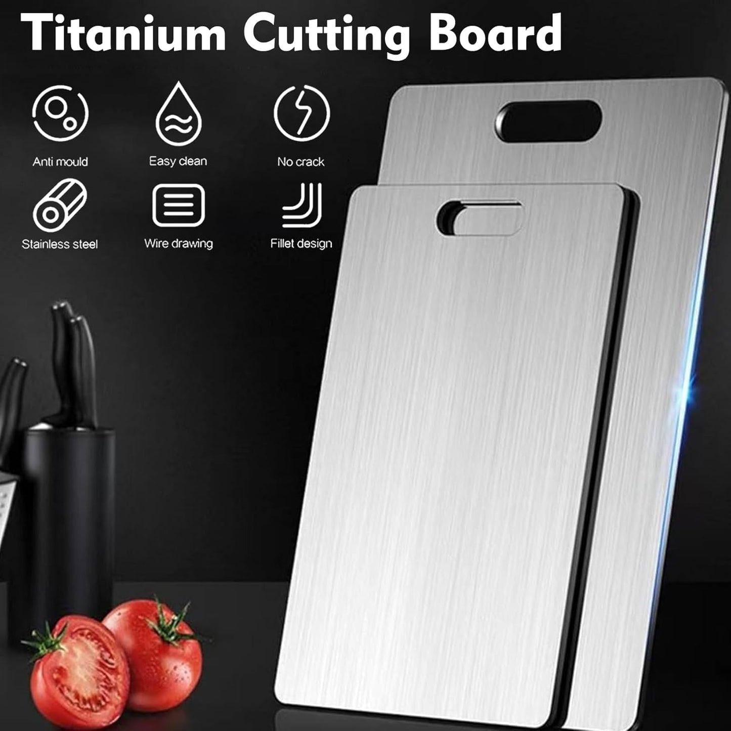 Titanium Cutting Board - 1 pack Titanium Cutting Boards for Kitchen,Double Sided Titanium Cutting Mat（7.67 * 11.81in）