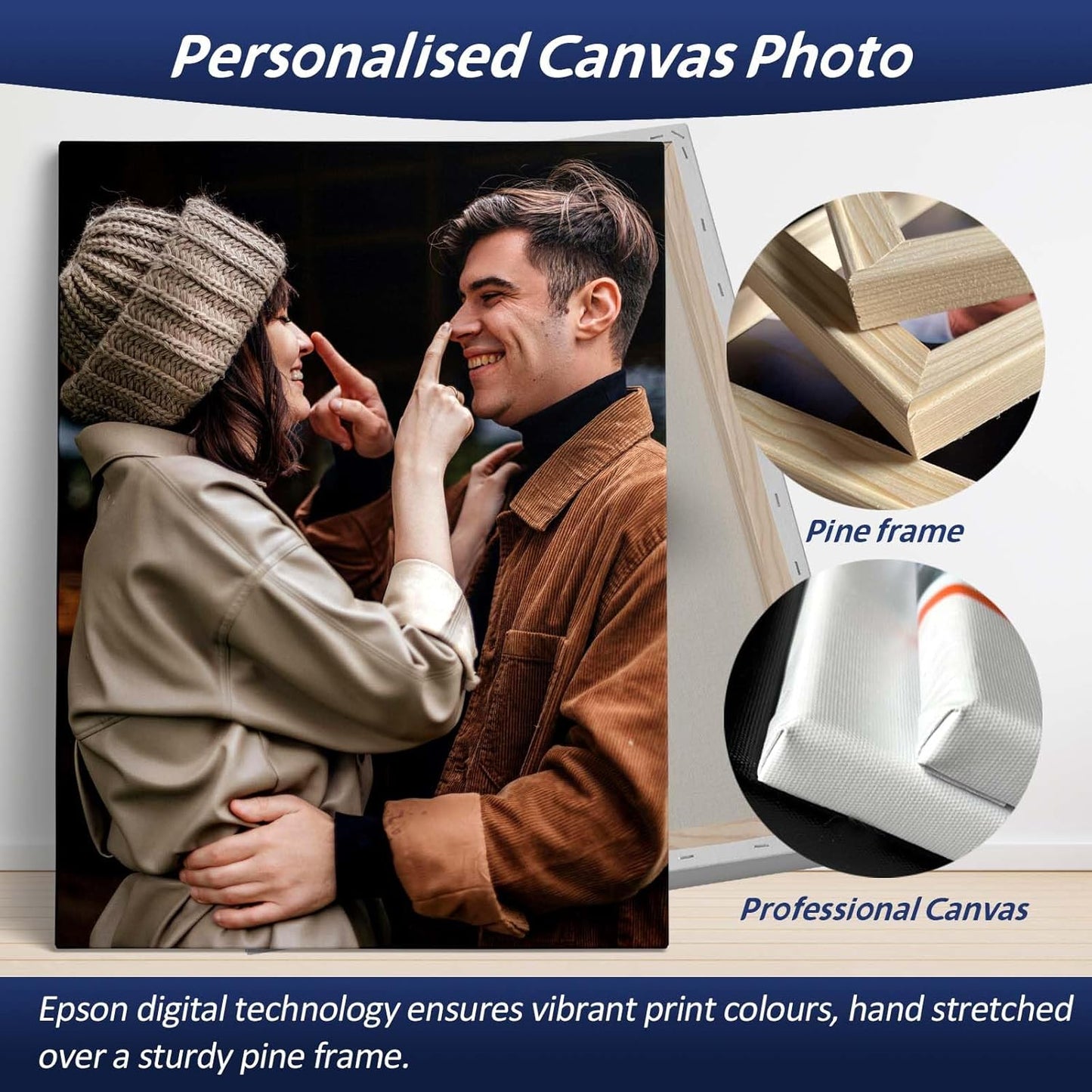 AIRUIXIO Custom Canvas Prints with Frame | Personalized Photo Canvas for Christmas Gifts | Ideal Family & Pet Wall Art Decor | Custom Canvas Wall Art 8x12Inch