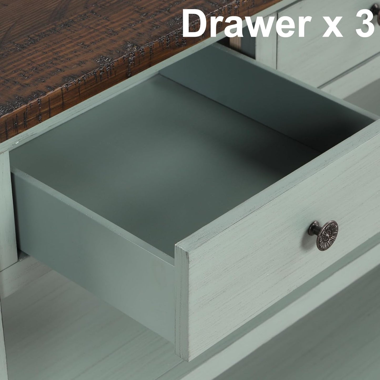 Farmhouse Wood Entryway Console Table 48-Inch Modern Sofa Entry Table with Drawers and Storage Shelves for Entrance Living Room (Green)