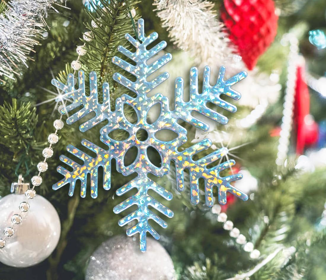 Winter Wonderland Frozen Birthday Party Decoration Large Snowflake Ornament Clearance- 6pcs 11.8”Large Iridescent Hanging Snowflakes Christmas Ornaments for Christmas Tree Outdoor Xmas Decor Supplies