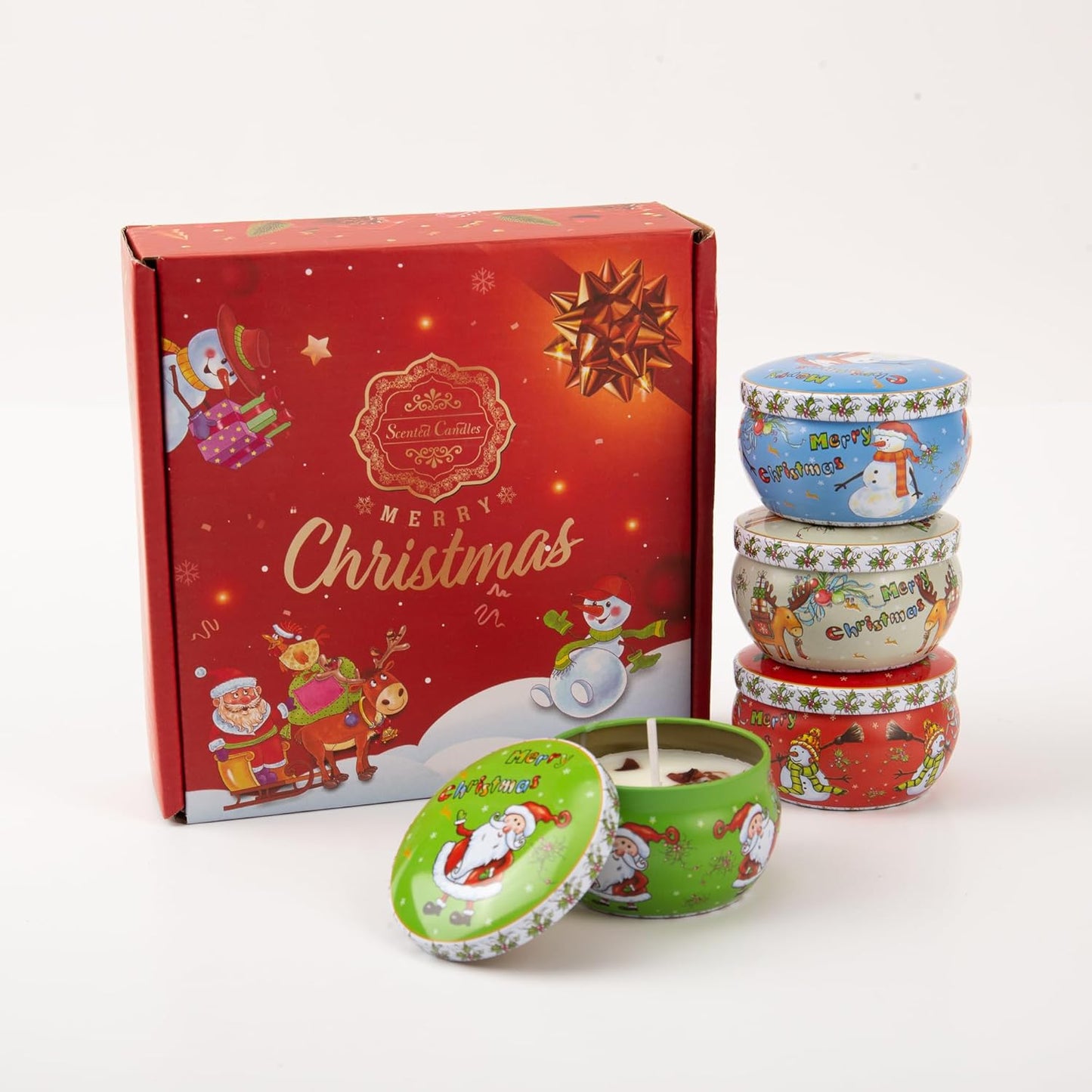 Christmas Scented Candle Set – Holiday Soy Wax Aromatherapy Candles for Home Décor, Winter Relaxation & Stress Relief, Festive Gift for Women, Stocking Stuffers, Secret Santa