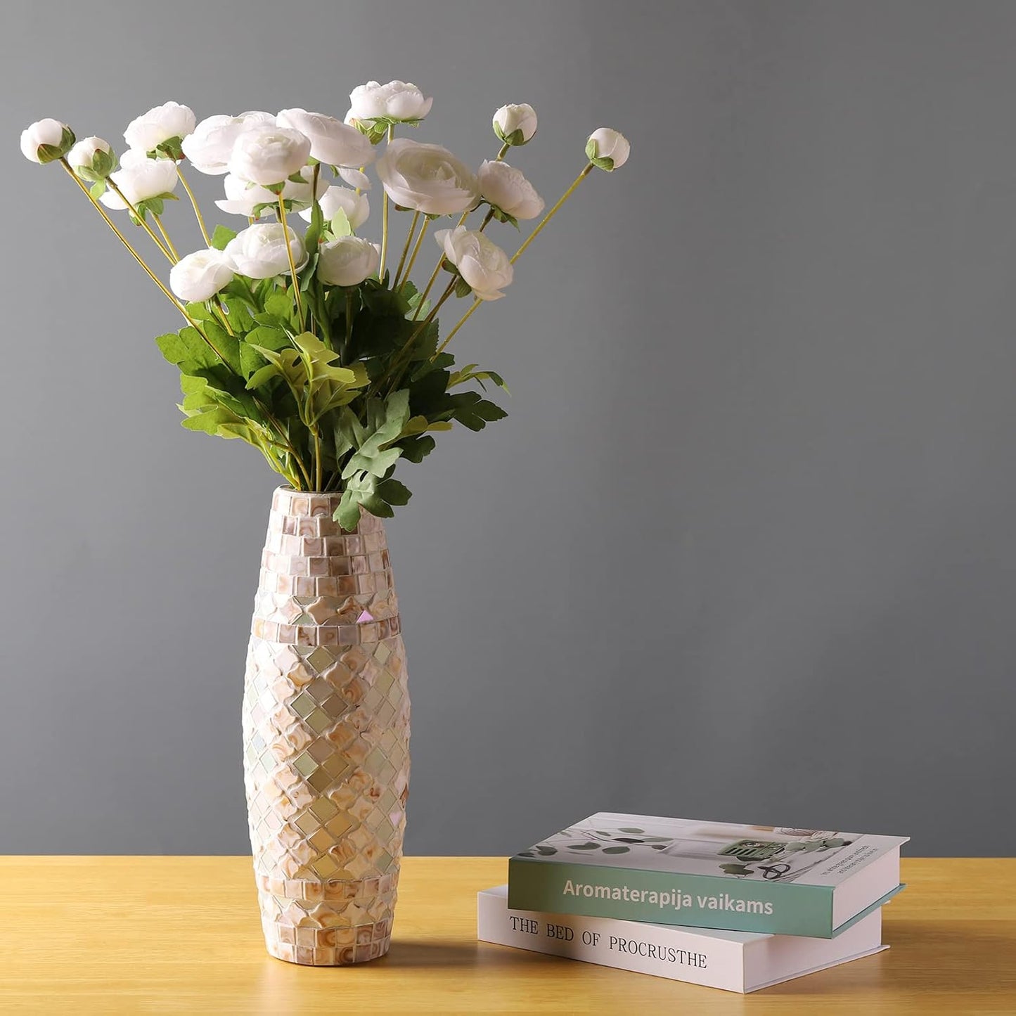 Silk Ranunculus Flowers 23.6 Inch Tall-5 Stems Artificial Buttercup Flowers for Wedding Bouquets, Centerpieces,Home Decor,Floral Arrangements (White,UV Resistant)