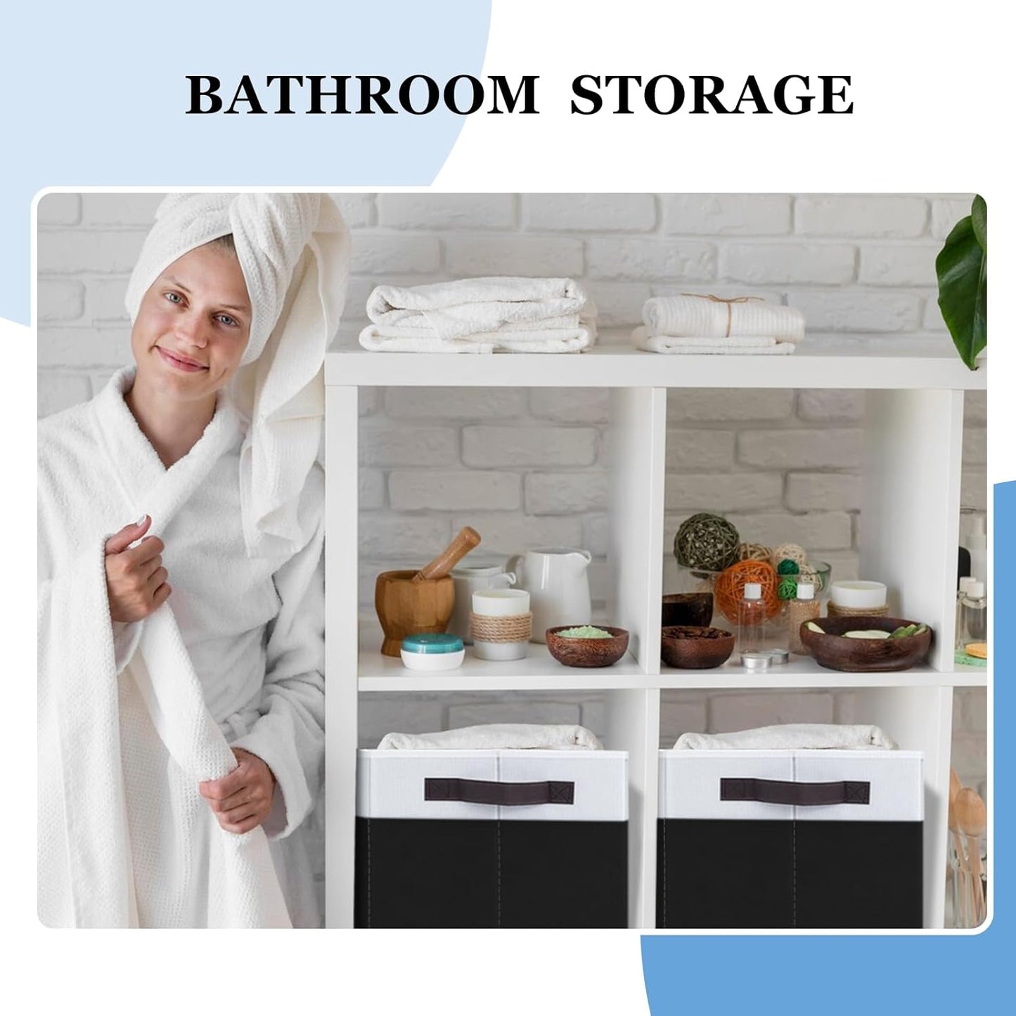 Criusia Large Storage Bins for Shelves 4 Pack, Closet Storage Baskets for Clothes Blanket Beddings Towels, Collapsible Fabric Closet Organizer Bins with Handles/ Laundry Room Organization