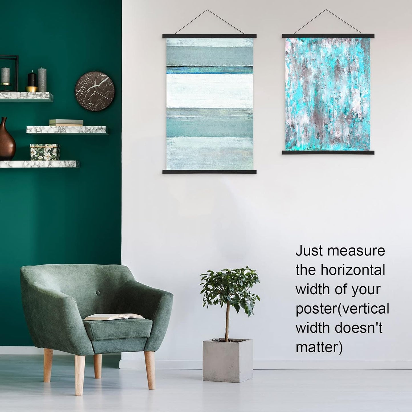 Magnetic Poster Hanger Frame, 32x24 32x48 32x40 Teak Wood Magnet Poster Frame for Posters, Prints, Photos, Pictures, Maps, Scrolls, and Canvas Artwork(Black, 32")