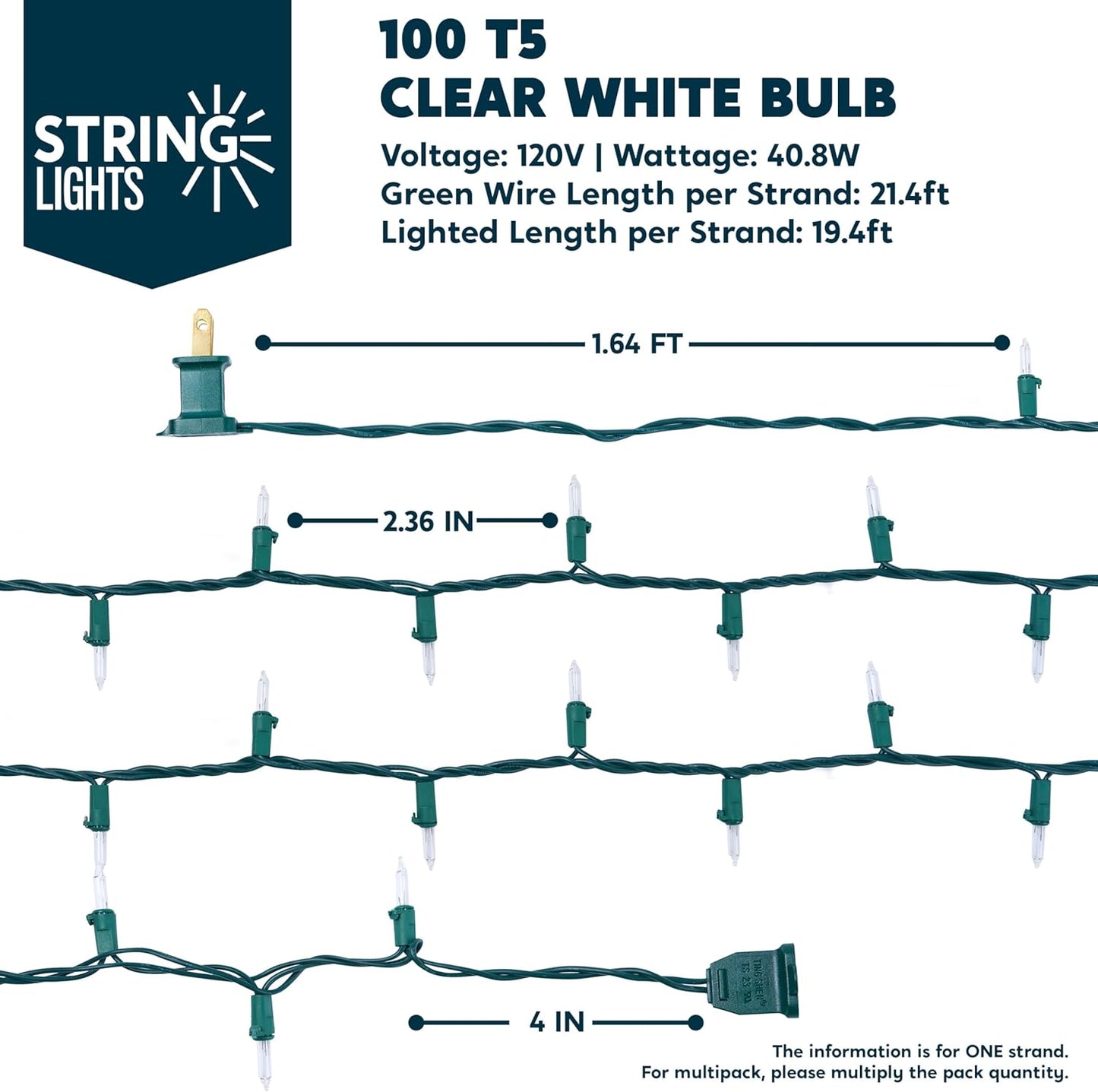 Joiedomi Clear Christmas String Lights Indoor,300(3x100) Mini Warm White Fairy Light,64.2 FT Lighting Decor for Patio Dorm Classroom Bedroom Holiday Wedding Party Garland Birthday Festival,Green Wire