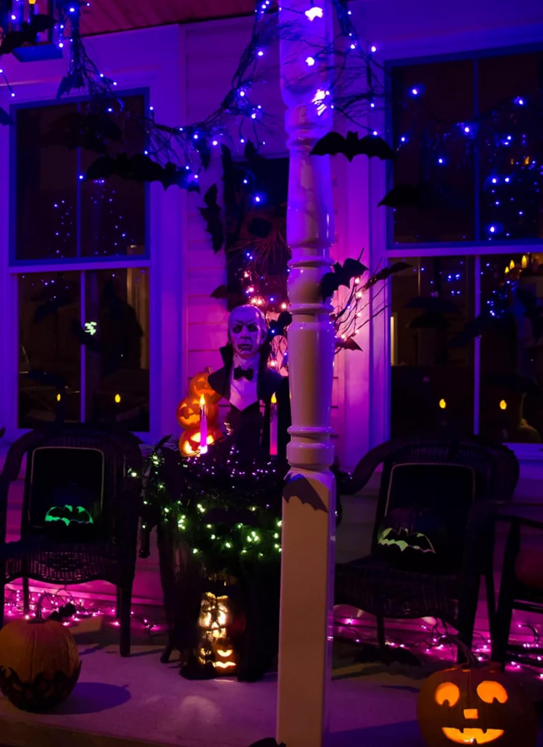 Minetom Halloween String Lights Outdoor, 33Feet 100 LED Waterproof Christmas Lights with 8 Lighting Modes for Halloween Garden Party Christmas Xmas Tree Lights Decor(Purple)