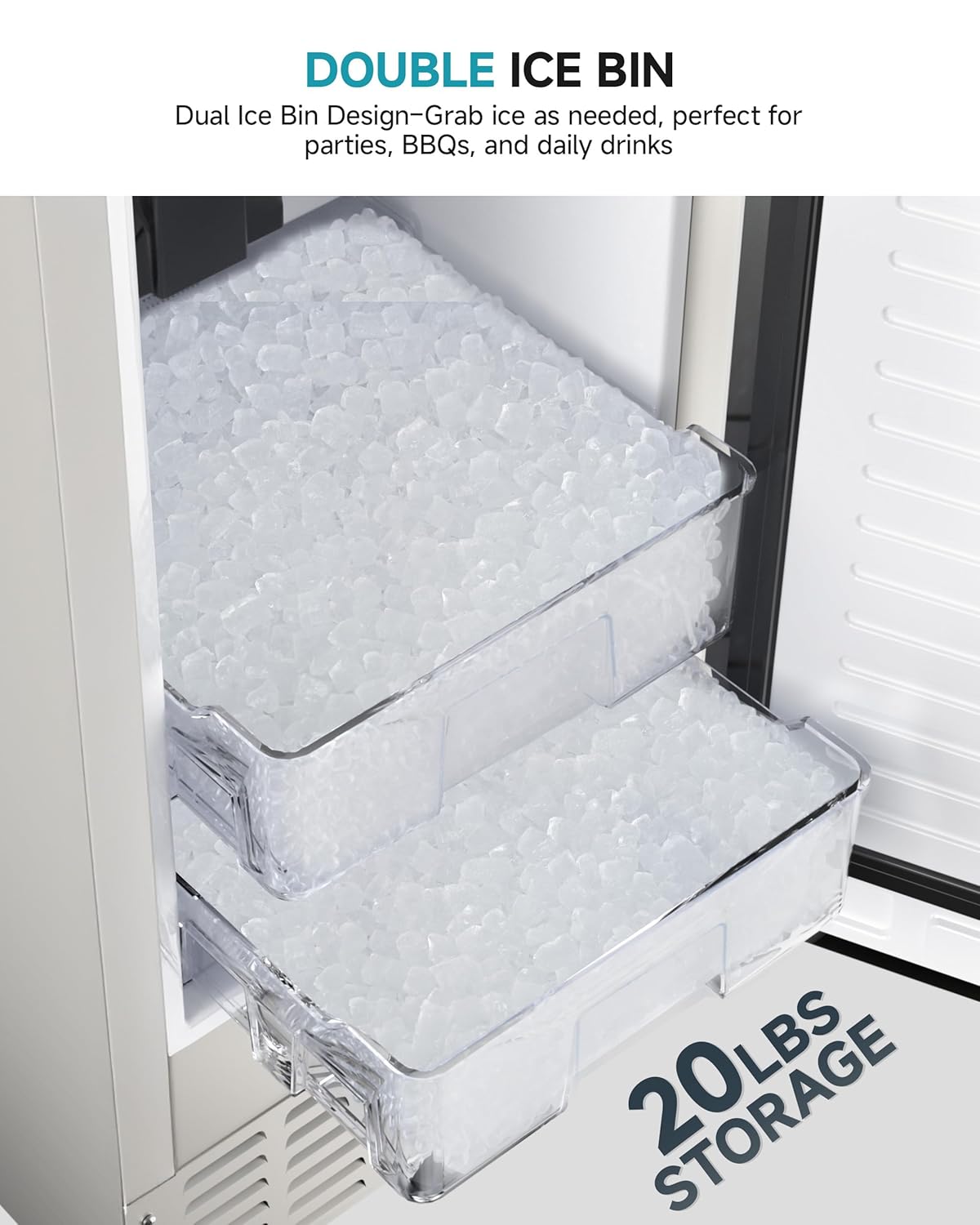 EUHOMY Commercial Under Counter Nugget Ice Maker Machine, 70Lbs/Day, Bulit-in Freestanding Ice Maker with Double Ice Baskets, Self-Cleaning & 24H Timer Ice Machine, for Commercial & Home Use(Silver)