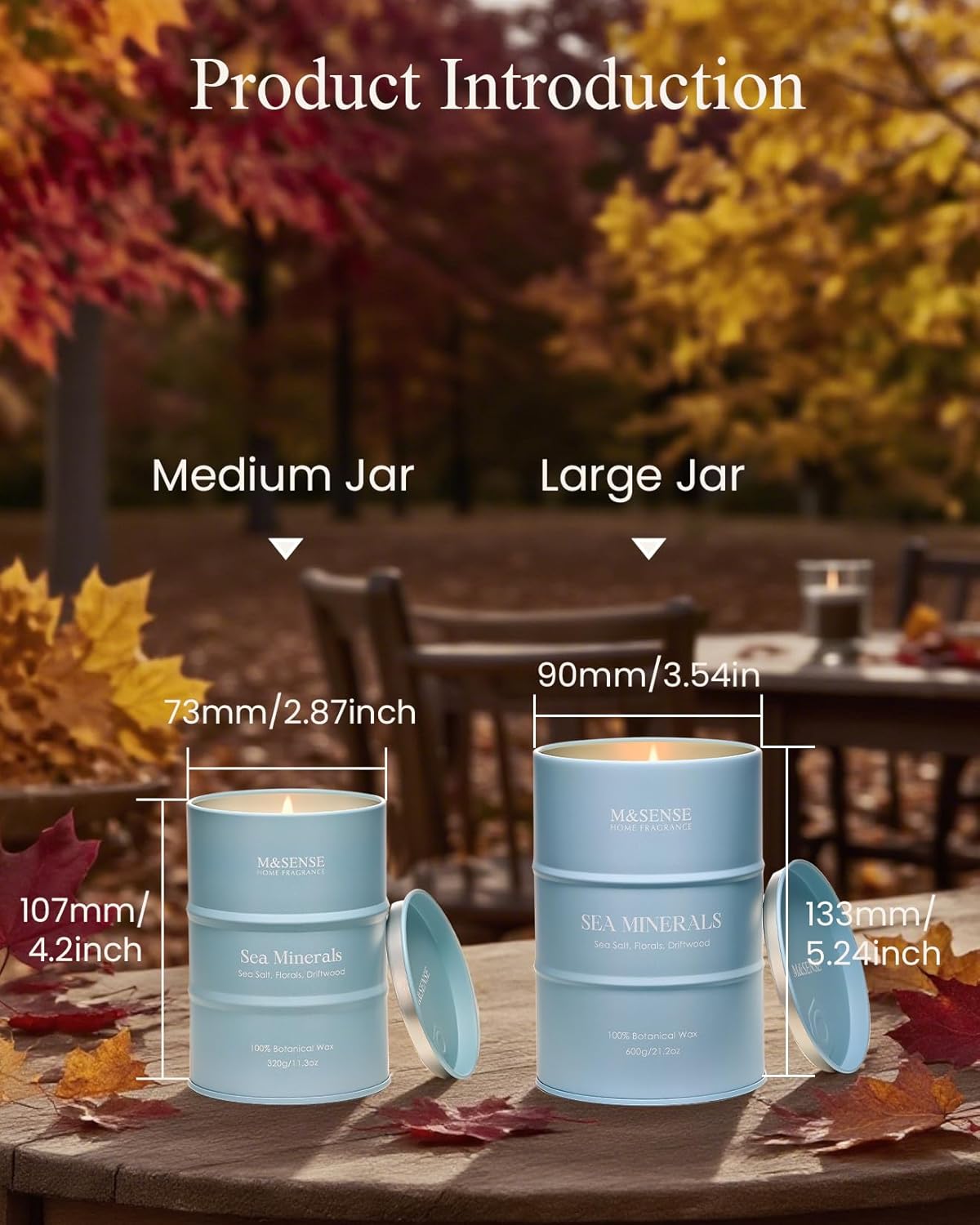 M&SENSE Sea Minerals Scented Candles Ocean Large, Natural Soy Candles 21.2oz 120 Hour Slow Burning,Coconut Candles for Stress Relief Meditation Relaxing,Summer Soy Candle.
