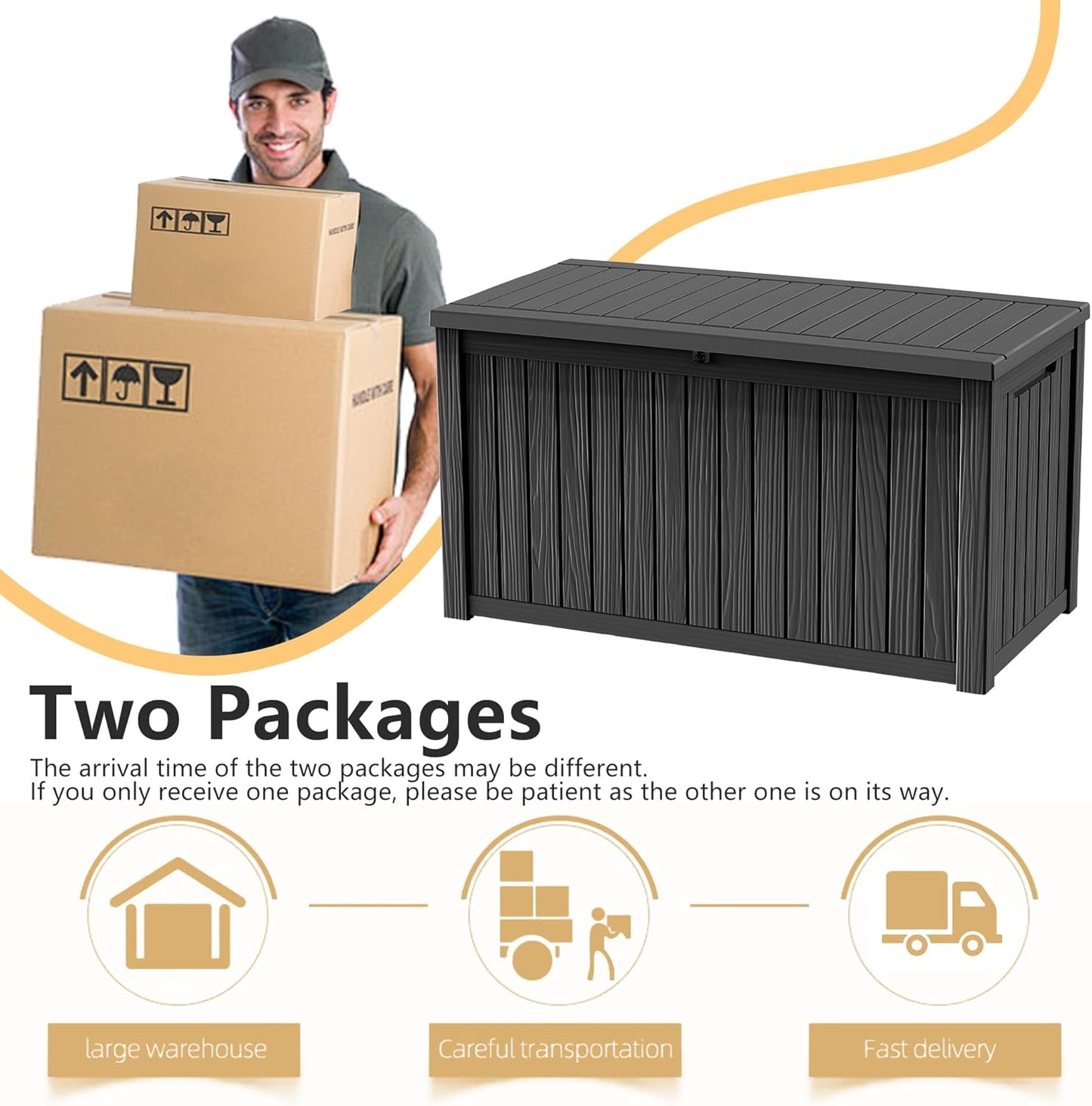 DRATO 180 Gallon Deck Box, Waterproof Resin Large Outdoor Storgae Box for Patio Furniture, Patio Cushions, Gardening Tools, Pool and Sports Supplies, Lockable