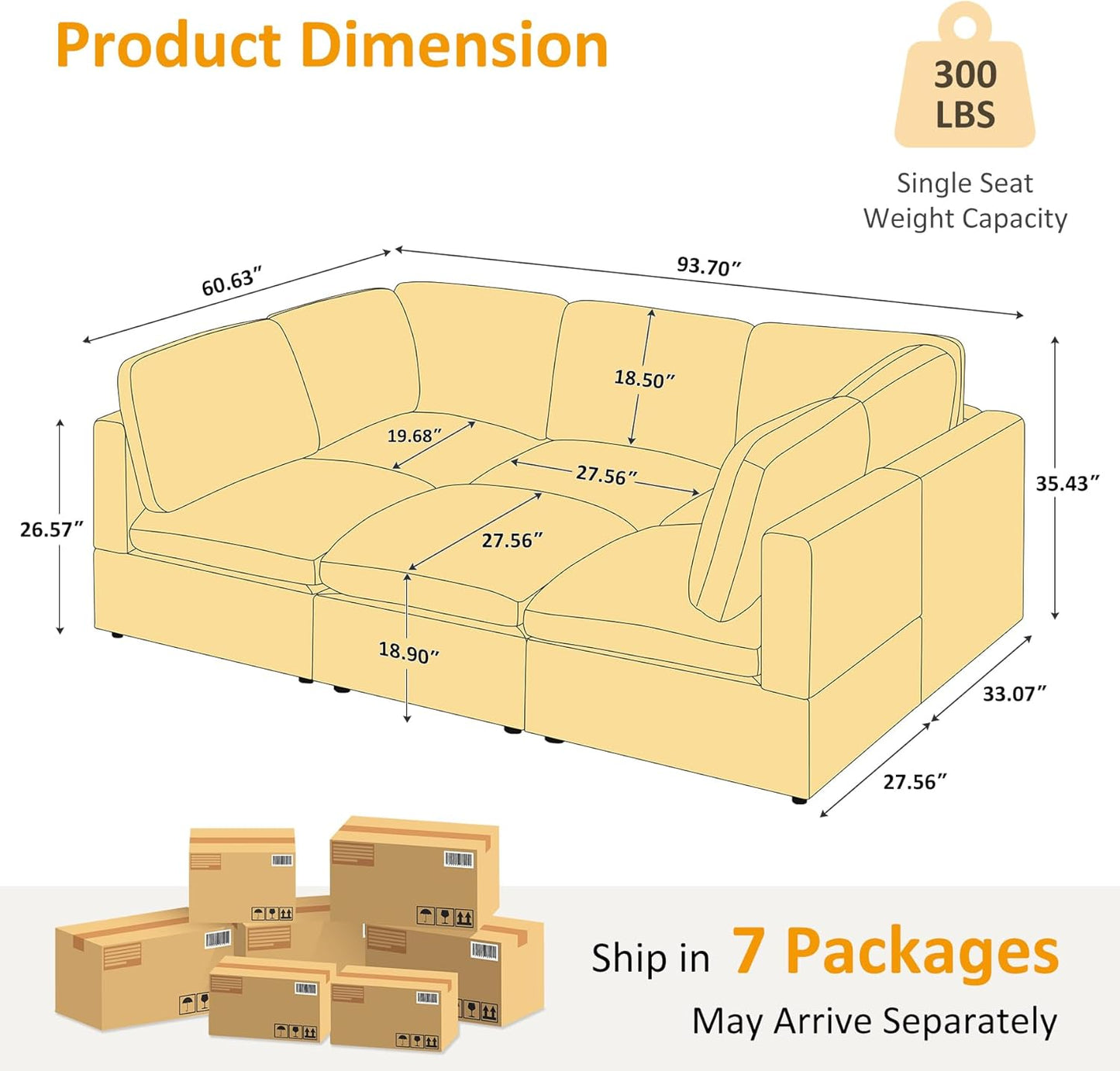 Modular Sectional Sofa, Convertible Sofa Couch Modular Sofa with Ottoman, Sectional Sofas for Living Room Small Apartments