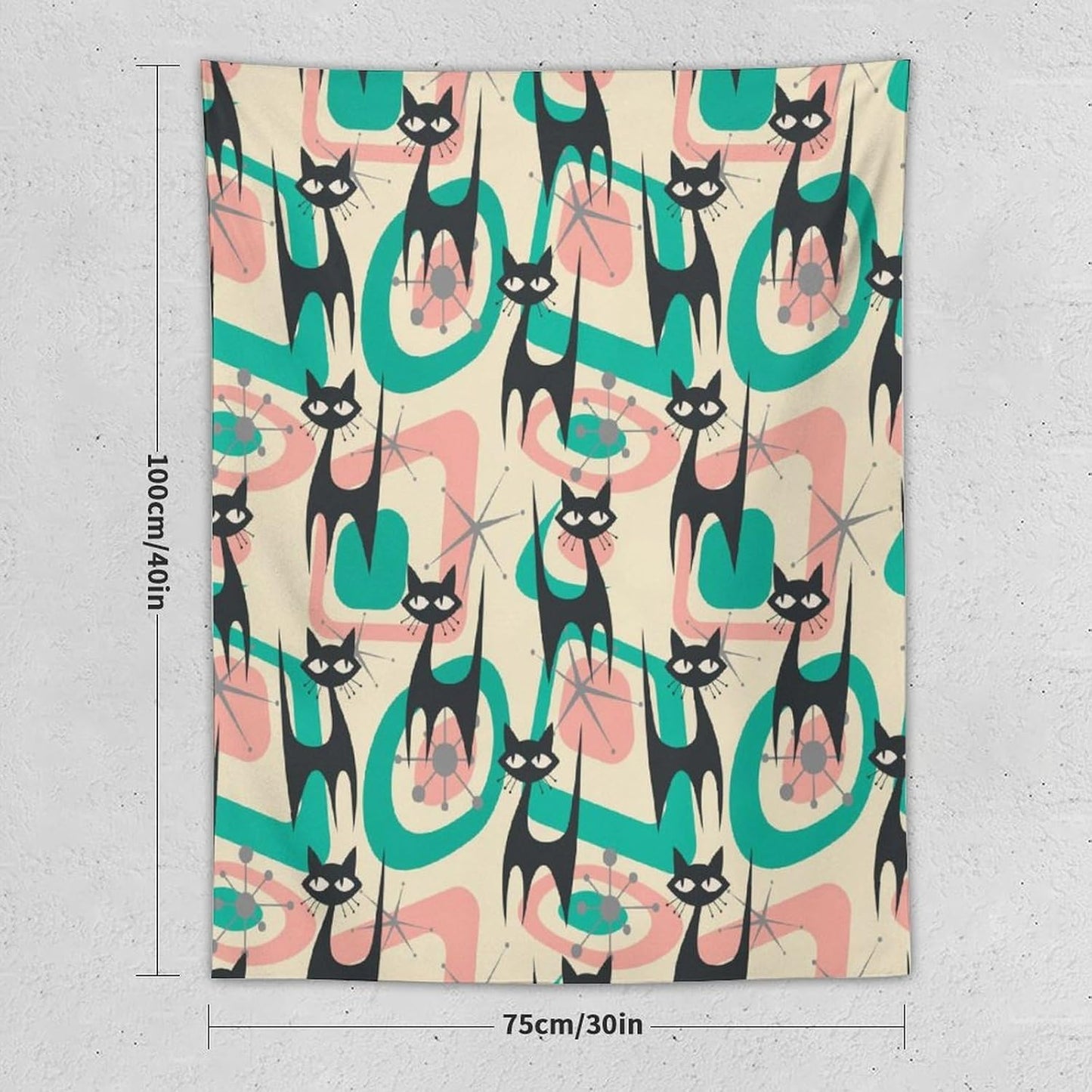 ICMOLYYENLO Boho Medieval Cat Tapestry, Abstract Atomic Starburst Geometric Aesthetic Art Wall Hanging For Bedroom Living Room Dormitory 30x40 Inches