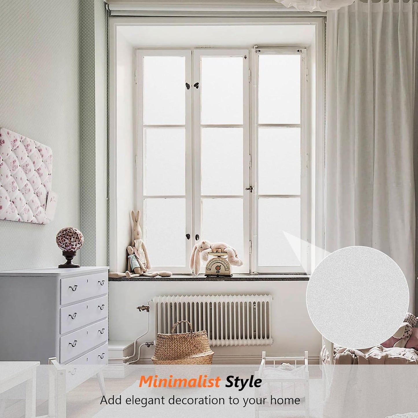 Kromapolis Window Privacy Film Frosted Glass Window Film, Heat Blocking Privacy Film for Glass Windows, Static Cling Non-Adhesive Frosting Window Stickers for Door Home (Frosted, 29.5 x 78.7 inch)