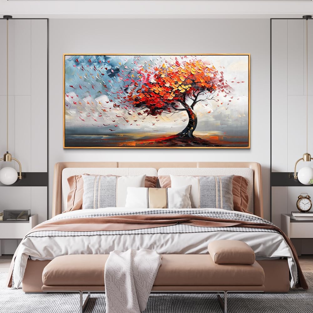 hyidecorart Large Abstract Wall Decor For Living Room Canvas Wall Art For Office Bedroom Decor Tree Panoramic Landscape Wall Painting Wood Framed Prints Textured Pictures Artwork Modern Hotel Mural