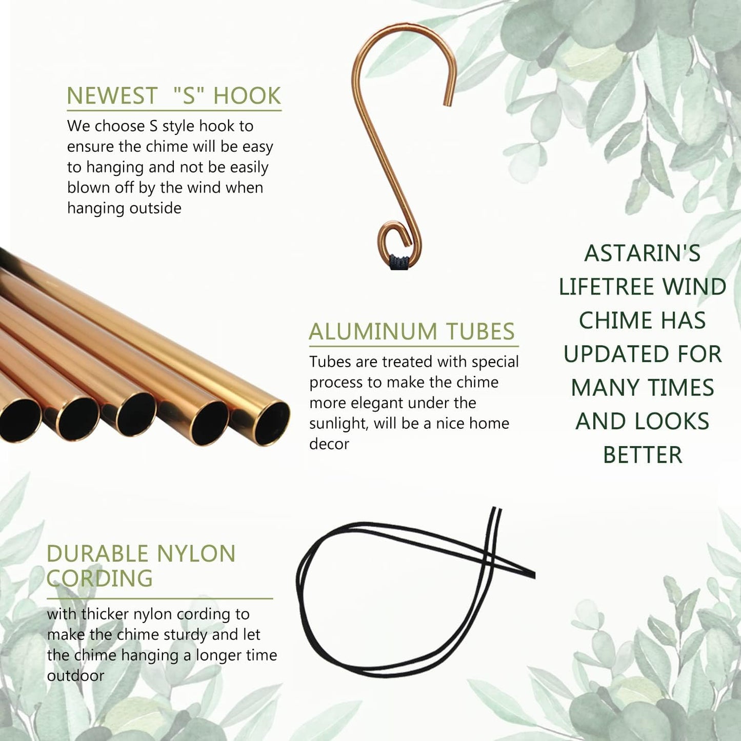 Gifts for Mom & Grandma - Outdoor Wind Chimes with Engraved Tree of Life, Large Patio Hanging Decor for Garden, Yard, Christmas, Anniversary Celebrations