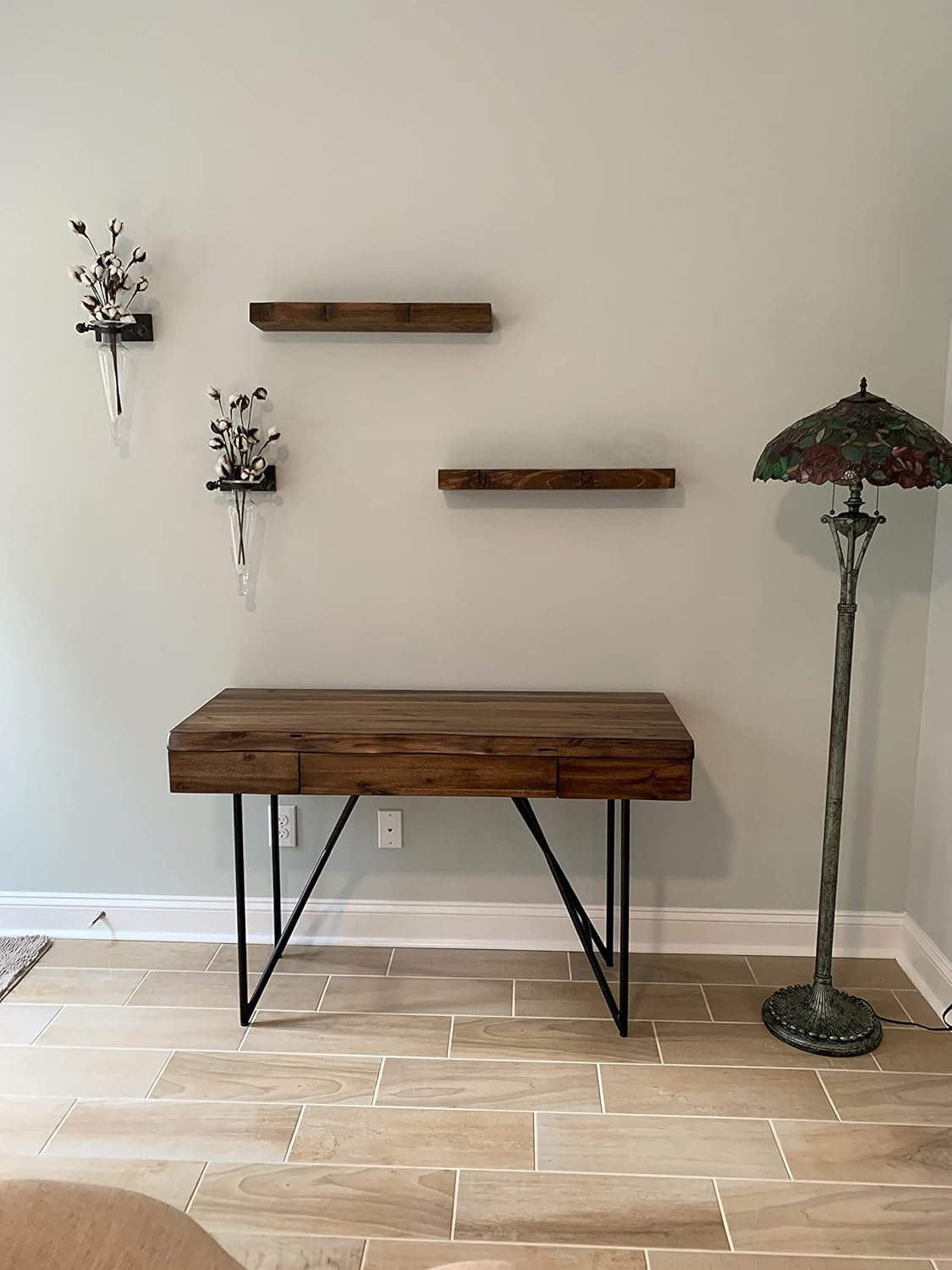 joelsantiques | 24 Inch Floating Shelves for Wall | Made of Natural Wood and Easy Install | Heavy Duty Rustic Book Shelves | Perfect for Bathroom, Kitchen, Living Room | Medium Brown 24x9x2 Inches