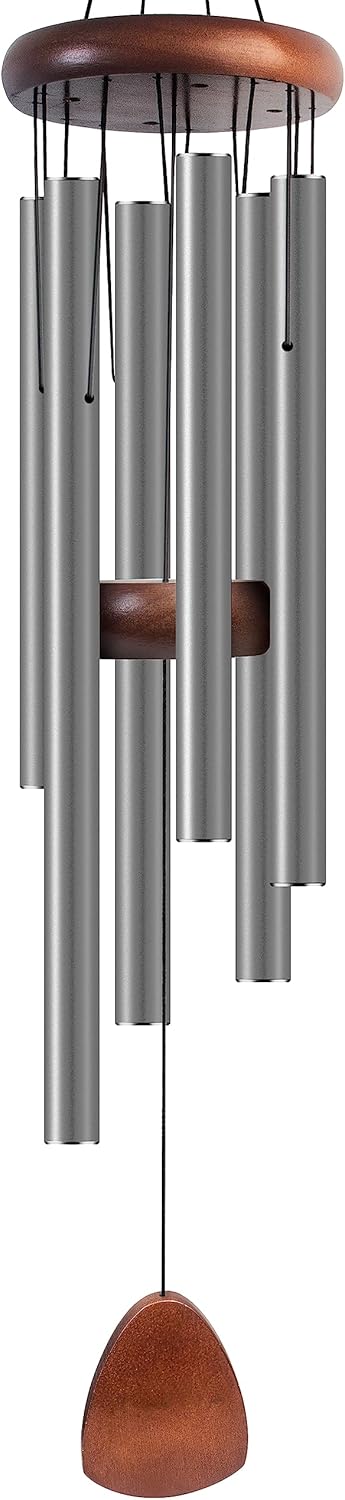 Large Aluminium Wind Chimes 37 Inches to Create a Zen Atmosphere Suitable for Outdoor, Garden, Patio Decoration. Classic Wind Chimes with Wind Catcher Suitable as A Gift for Unisex,Silver Grey