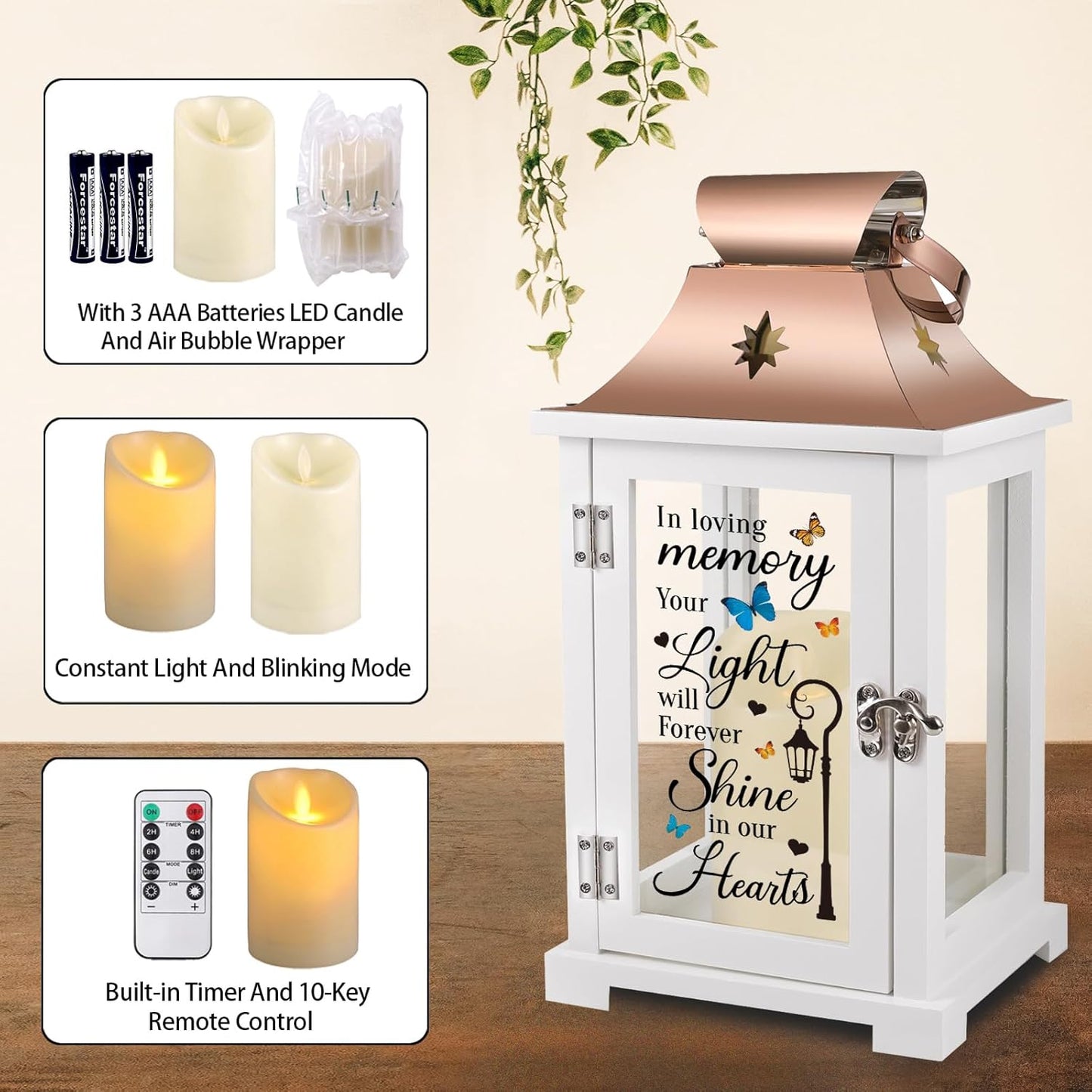Memorial Lantern, Sympathy Gifts for Loss of Mom/Dad/Loved One, Bereavement Gifts, in Memory of Loved One Lantern,Celebration of Life, Memorial Gifts, Funeral Lantern, in Loving Memory Your Light ...