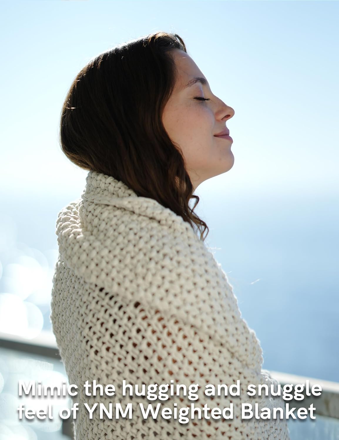 YnM Chunky Cotton Knit Throw Blanket, Cable Knit Throws for Bed Couch Sofa, Comfy & Relaxing, Decorative Piece for Farmhouse Modern Boho Rustic Scandinavian Chic Vibe, Cream White 60x80 Inches