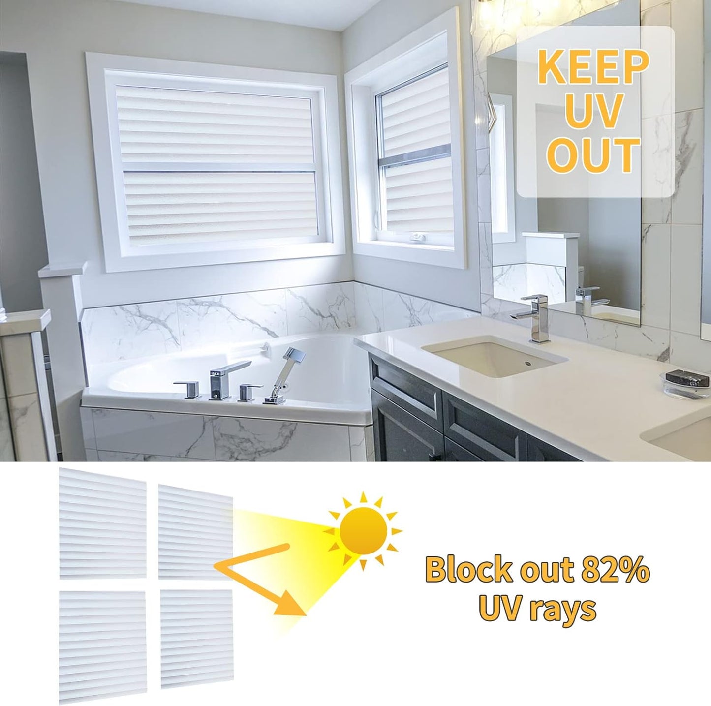 Window Privacy Film with Installation Tools, Blinds Pattern, Static Cling, Anti UV, Heat Control, Ideal for Home Shower Office Glass Door (Blinds Pattern, 17.5X78.7Inch)