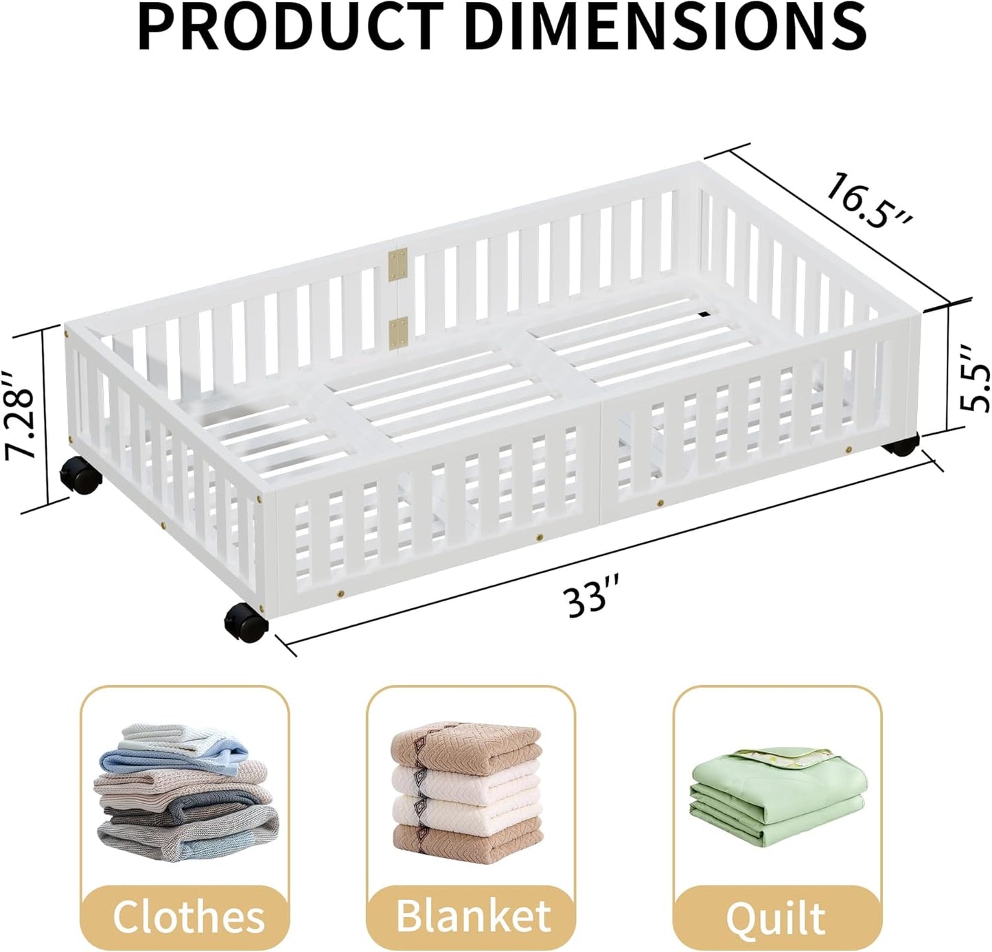 Bamboo Under Bed Storage with Wheels (2-Pack) – Rolling Underbed Shoe Organizer Box for Shoes, Blankets, Toys, Clothes Container Space-Saving Organizer Bins for Bedroom, Closet, Dorm, Nursery