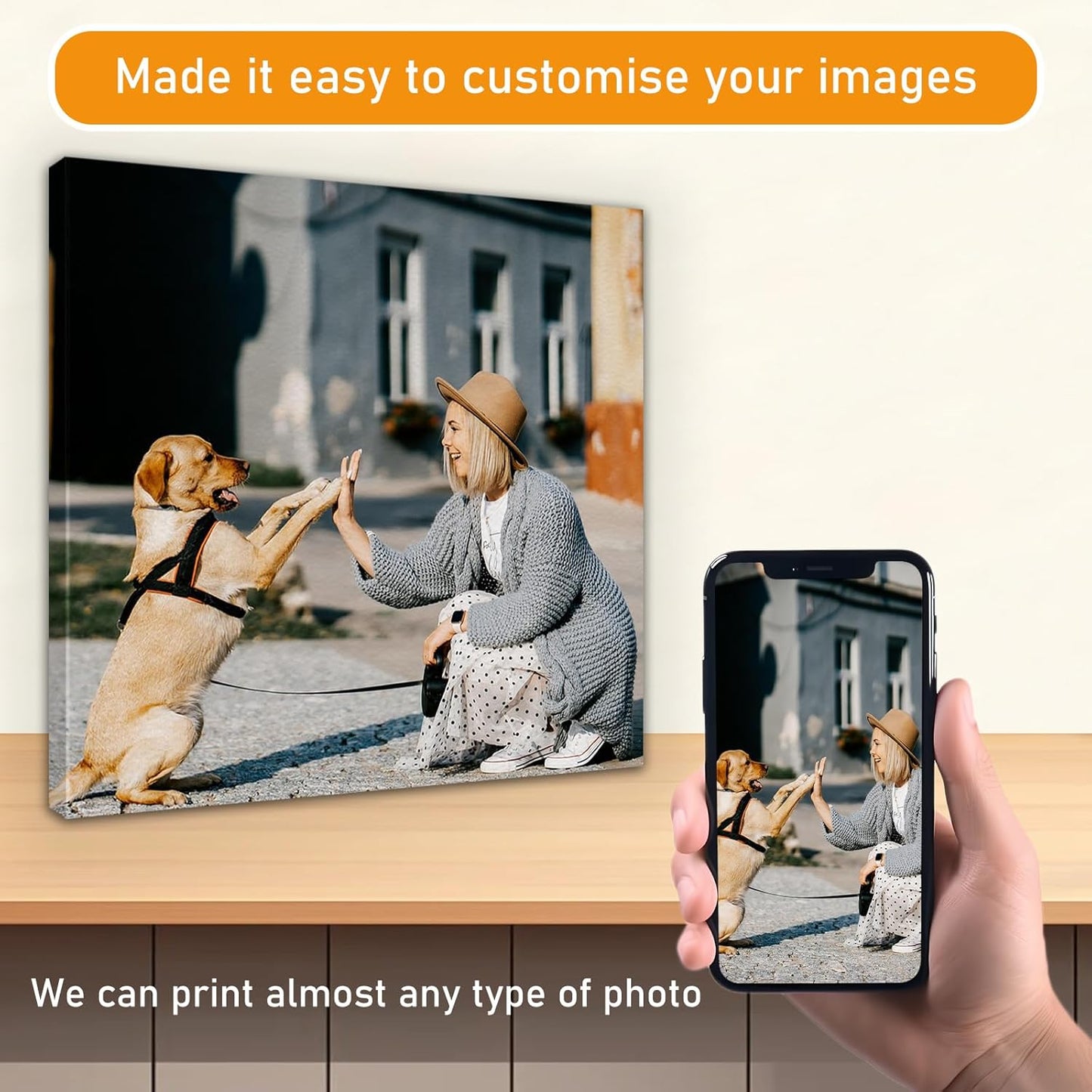 xzartdiy Custom Canvas Prints with Your Photos - Personalized Picture Print Customized Gifts for Family Home Office Wall Art Decor, Wrapped Canvas 8x16inch