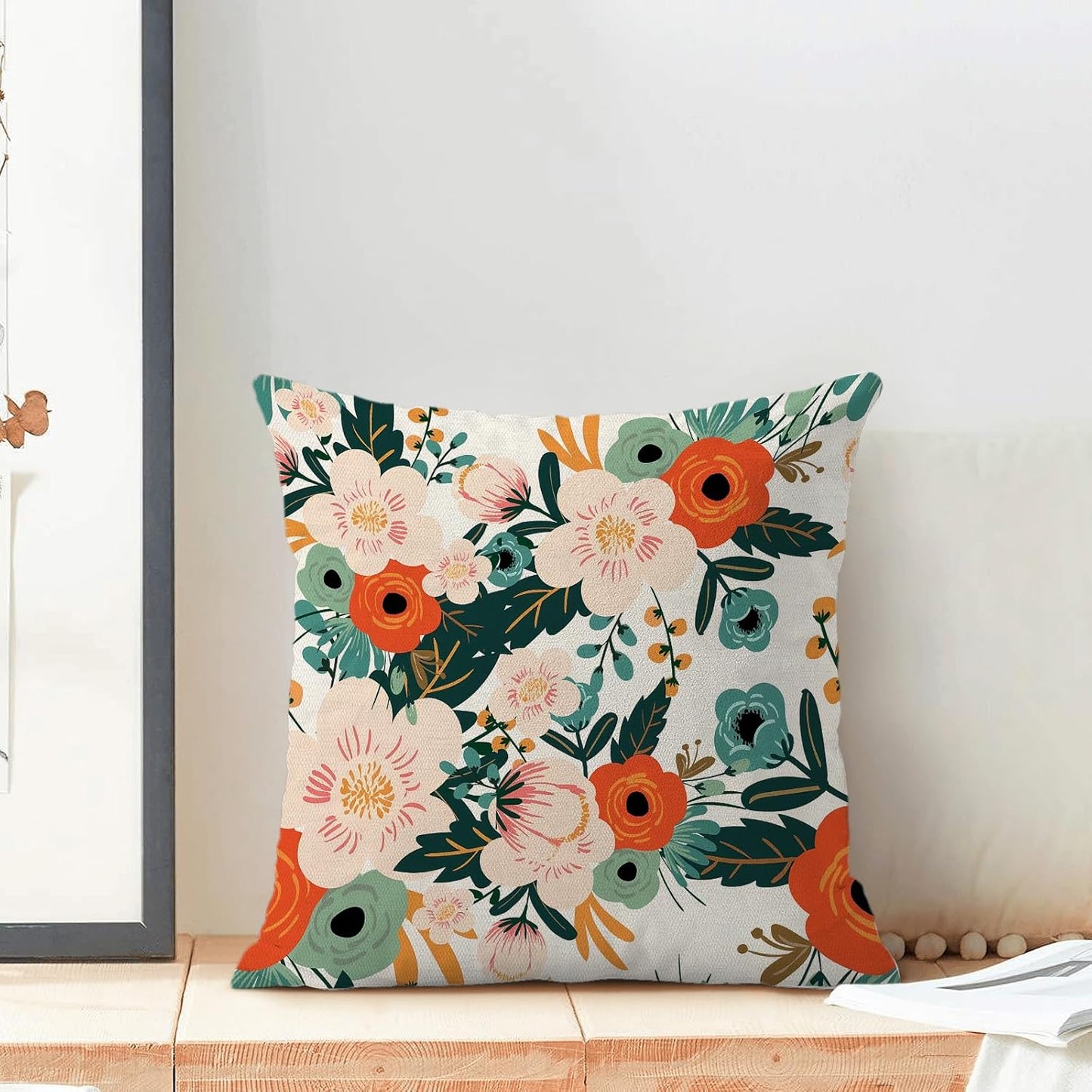 CXMEIFLY Spring Pillow Covers 20 x 20 Inch Set of 2 for Watercolor Flowers Decor Throw Pillows Pink Red Green Plant Floral Outdoor Decorative Cushion Cases for Couch Bed Decorations