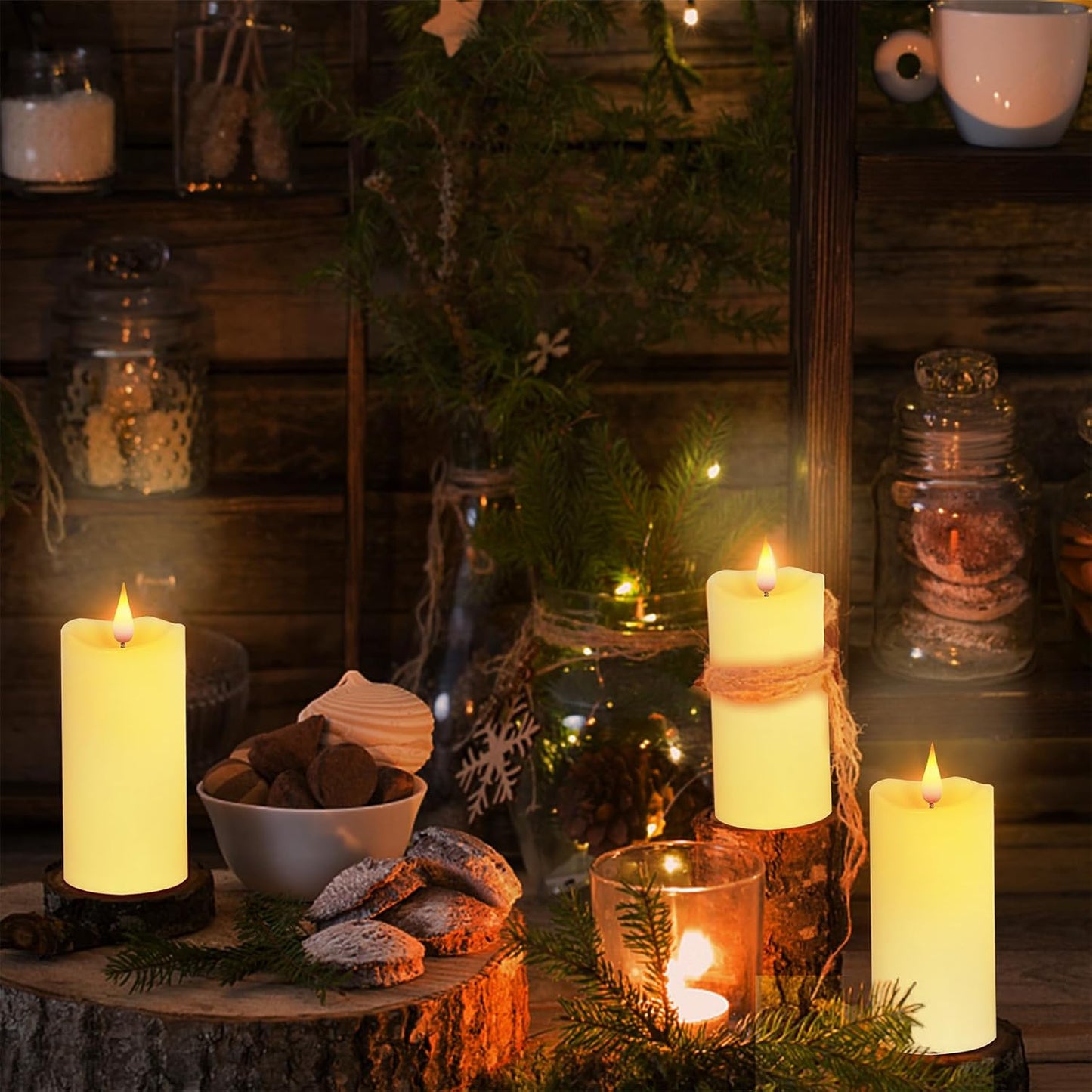 Aignis Indoor Flameless LED Candles Battery Operated with Remote Timer and Unique Double-Color Flame for Home/Wedding/Holiday Decor, Set of 2(D 2.95" x H 6")