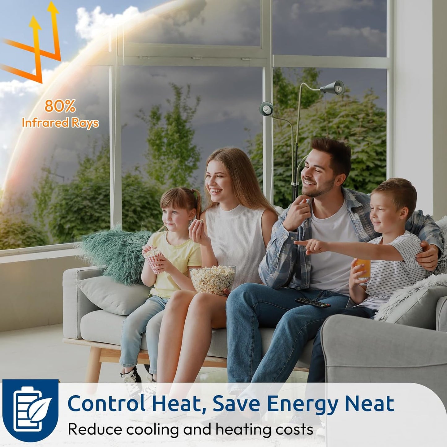 rabbitgoo Window Privacy Film One Way Window Tint for Home, Removable Reflective Heat Sun Blocking Anti UV Glass Door Covering, Mirror Tinting Film House Office, 29.5 in X 16.4 Feet, Silver