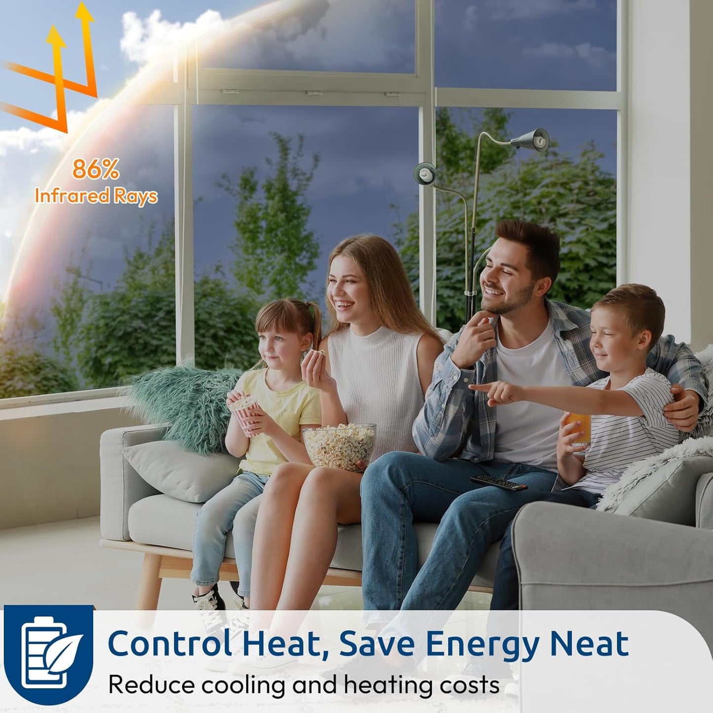 rabbitgoo Window Privacy Film One Way Window Tint for Home, Removable Reflective Heat Sun Blocking Anti UV Glass Door Covering, Mirror Tinting Film House Office, 23.6 in X 13.1 Feet, Blue Silver