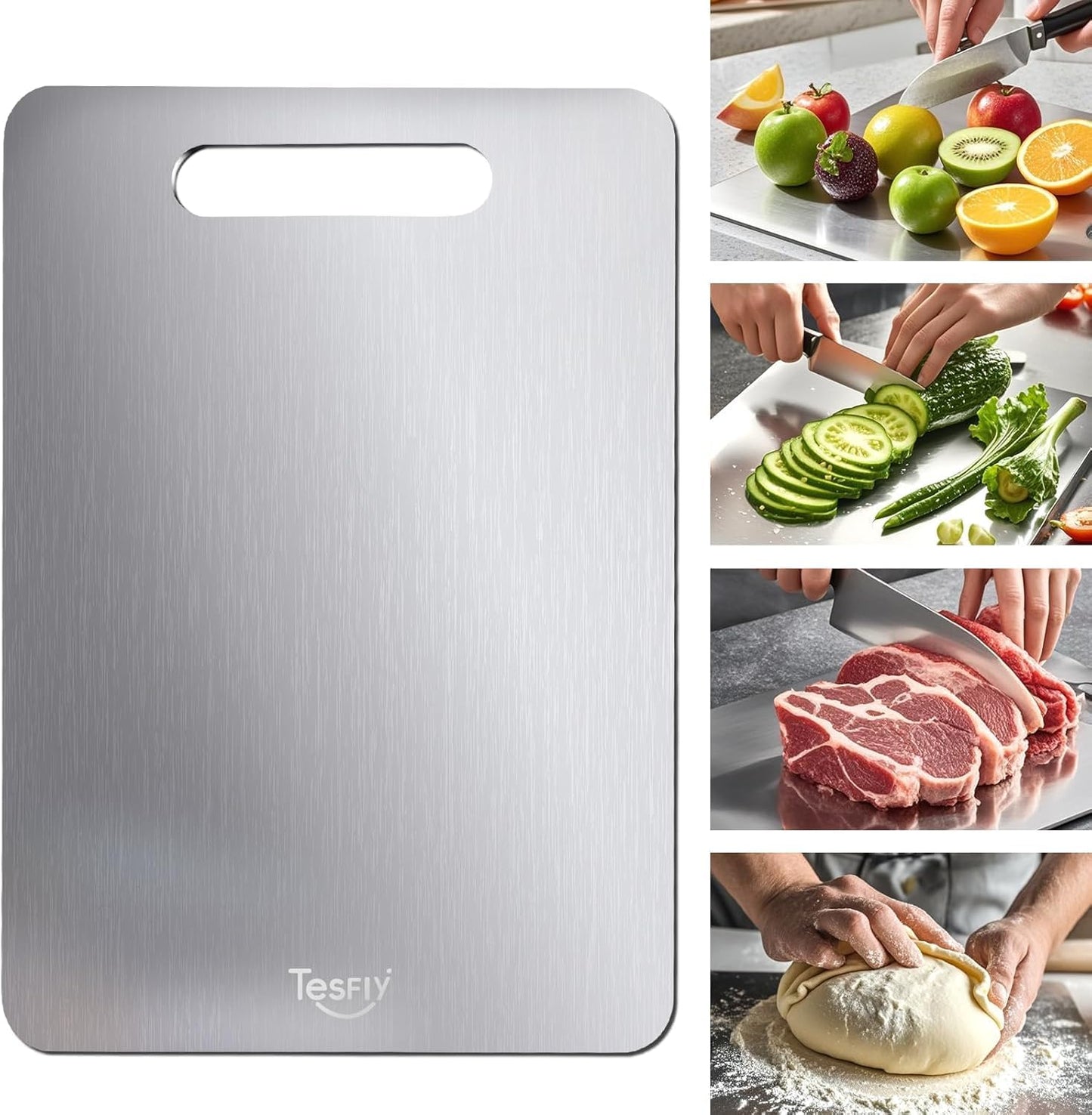 Titanium Cutting Board - 100% Pure Titanium Cutting Boards For Kitchen,Easy to clean, Double-sided food-grade Titanium Cutting Board For Cutting Meats, Fruits And Vegetables 12.2 * 8.1