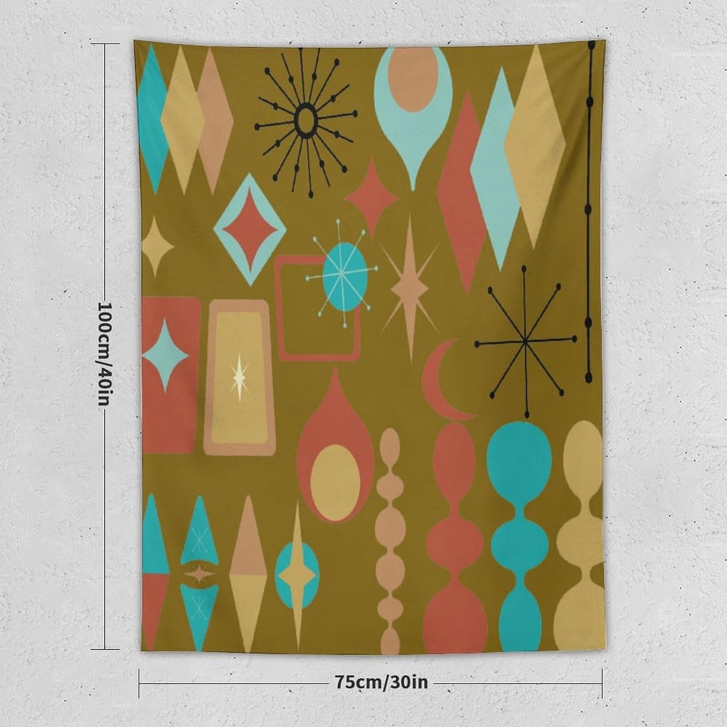 ICMOLYYENLO Boho Medieval Cat Tapestry, Abstract Atomic Starburst Geometric Aesthetic Art Wall Hanging For Bedroom Living Room Dormitory 40x60 Inches