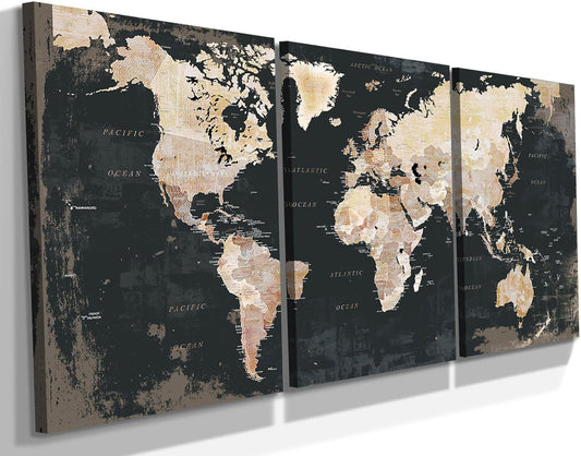 Black and White Wall Art Framed Office Vintage Wall Decor for Bedroom Home Decorations for Living Room Large Modern Maps Pictures Abstract Art Prints