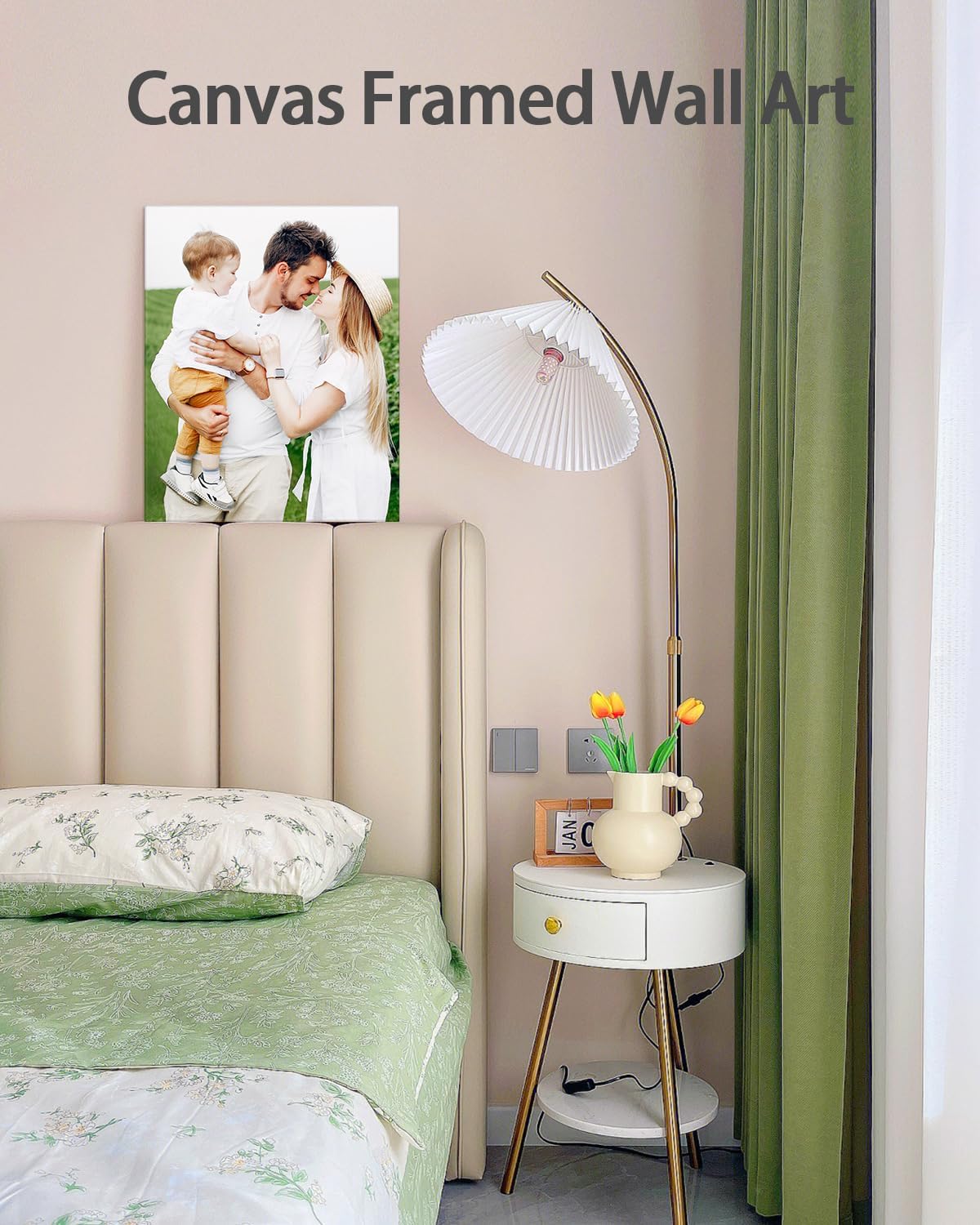 Personalized Custom Canvas Wall Art, Custom Canvas Prints with Your Photos for Living Room, Bedroom, Wedding Pet Baby Family Photo Framed Wall Art, Customized Photo Gift for Family，Friend，Lover，Pet