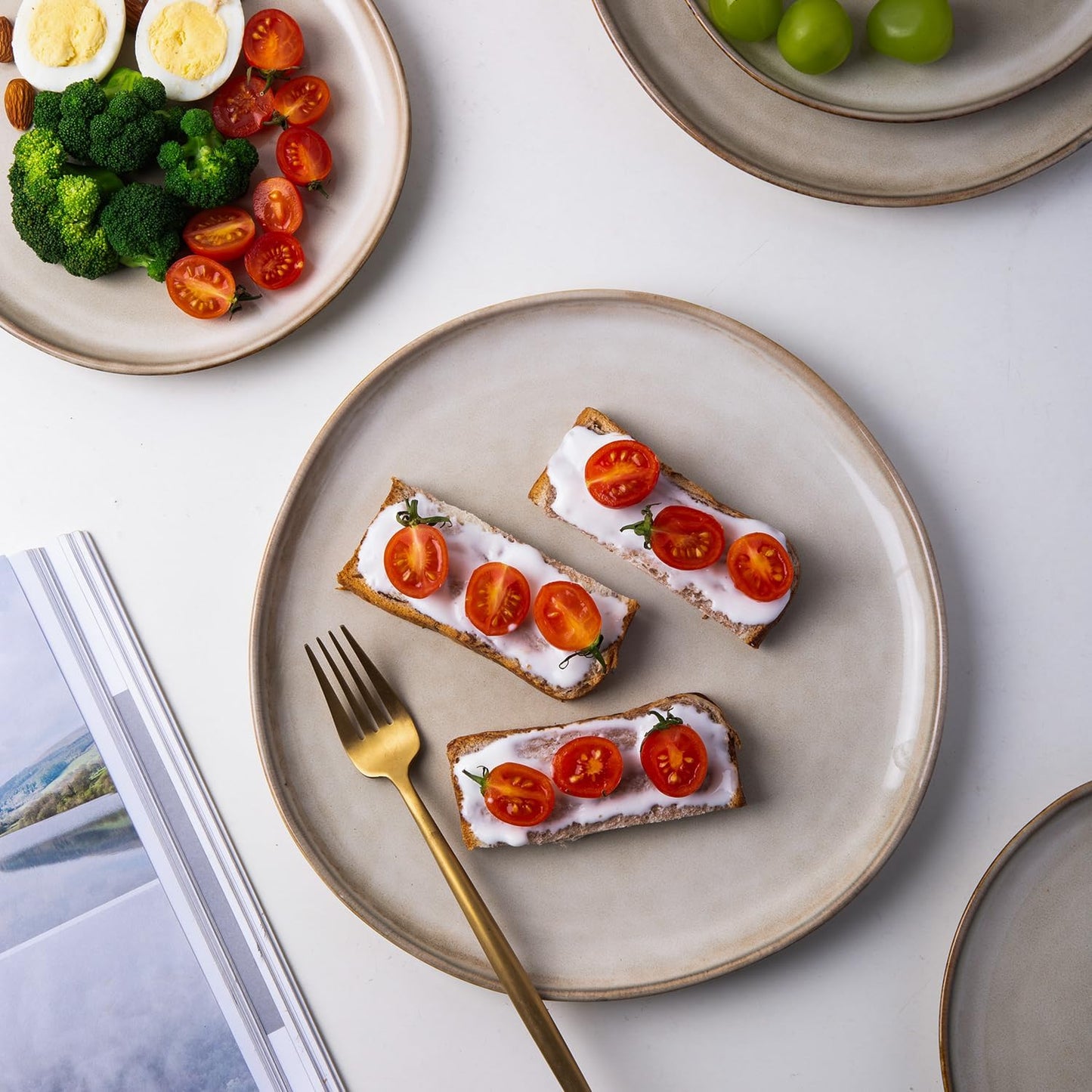 AmorArc Ceramic Dinnerware Sets,Handmade Reactive Glaze Stoneware Plates and Bowls Sets,Highly Scratch Resistant | Dishwasher & Microwave Safe Dishes Set,Service for 8 (24pc)