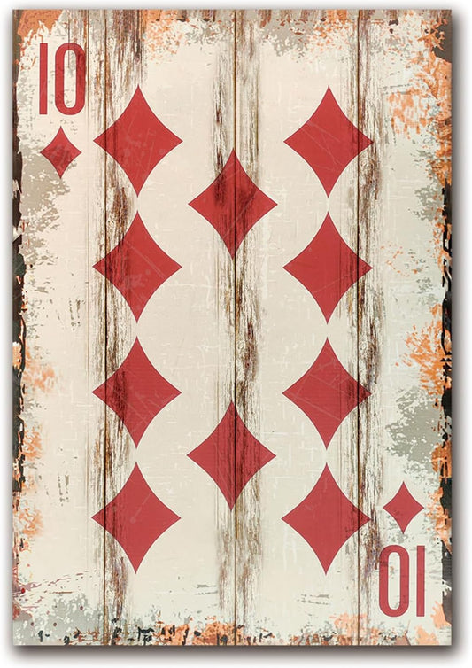 Poker Canvas Wall Art Print Ten of Dianmonds Game Room Wall Art Print Wall Decor Prints Poster With Framed