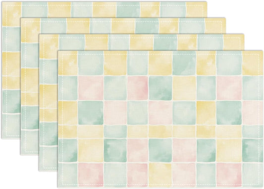 Watercolor Placemats Set of 4, Colorful Table Mat for Home Kitchen, Restaurants, Outdoor Linen Washable Place Mats 12x18 inch Party Event Dining Decoration-12