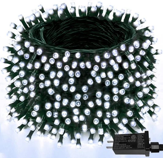 1000 LED Christmas Lights Outdoor Indoor, Super Long 330 FT Green Wire Plug In String Lights with 8 Modes & Timer & Memory, Waterproof Fairy Light for Xmas Tree Party Garden Decorations, Cool White