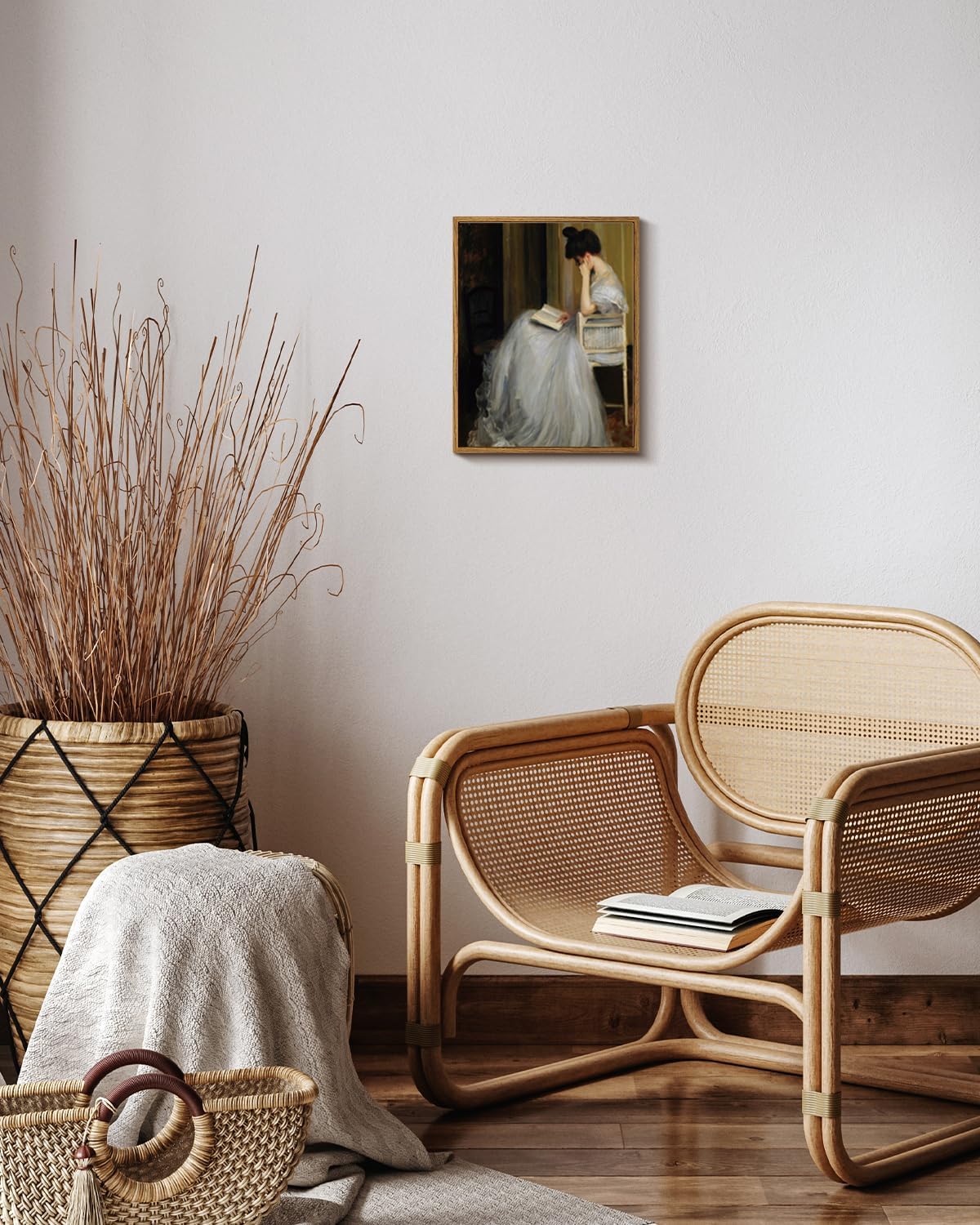 VIYYIEA Framed Canvas Wall Art Home Decor Portrait Art for Living Room Women Reading Pictures Bedroom Bathroom Wall Decor Mid Century Lady Oil Painting Room Decor Vintage Prints Aesthetic 11x14in