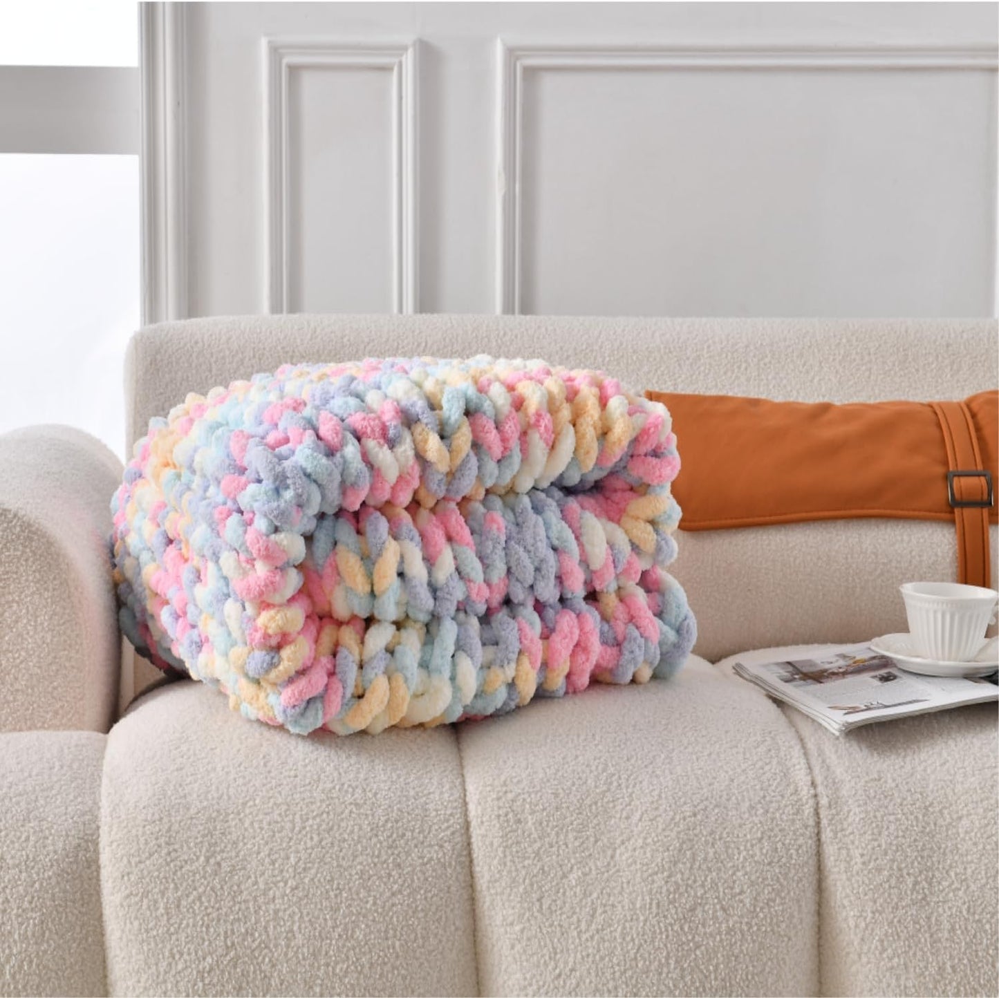 Ultra Soft Chunky Knit Blanket Throw -40x50 Hand Knitted Warm Chenille Throw Blanket, Home Decor Soft Thick Yarn Cable Knit Blanket Breathable Fleece Banket Christmas for Couch Bed Sofa Best GIF