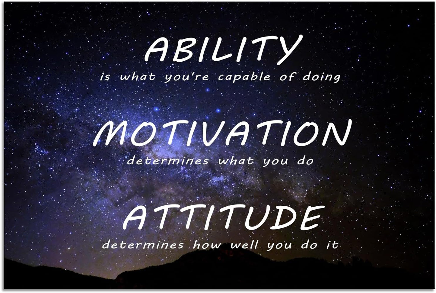 Inspirational Canvas Wall Art Painting Ability Motivation Attitude Success Poster Positive Motivational Artwork Prints Picture Bedroom Office Shcool Wall Decor Framed Ready to Hang [12''Wx 18''H]