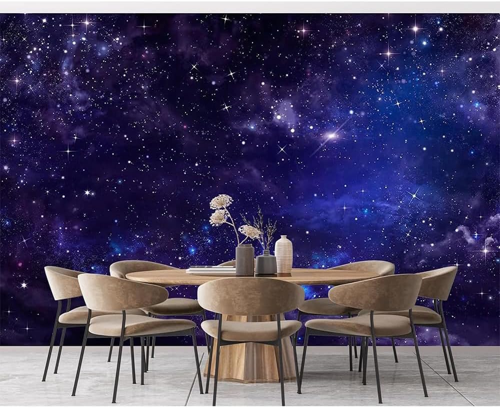 Custom Galaxy Space Wall Mural Starry 3D Wallpaper Night Sky Murals Outer Space Murals Bedroom Living Room Wallpaper