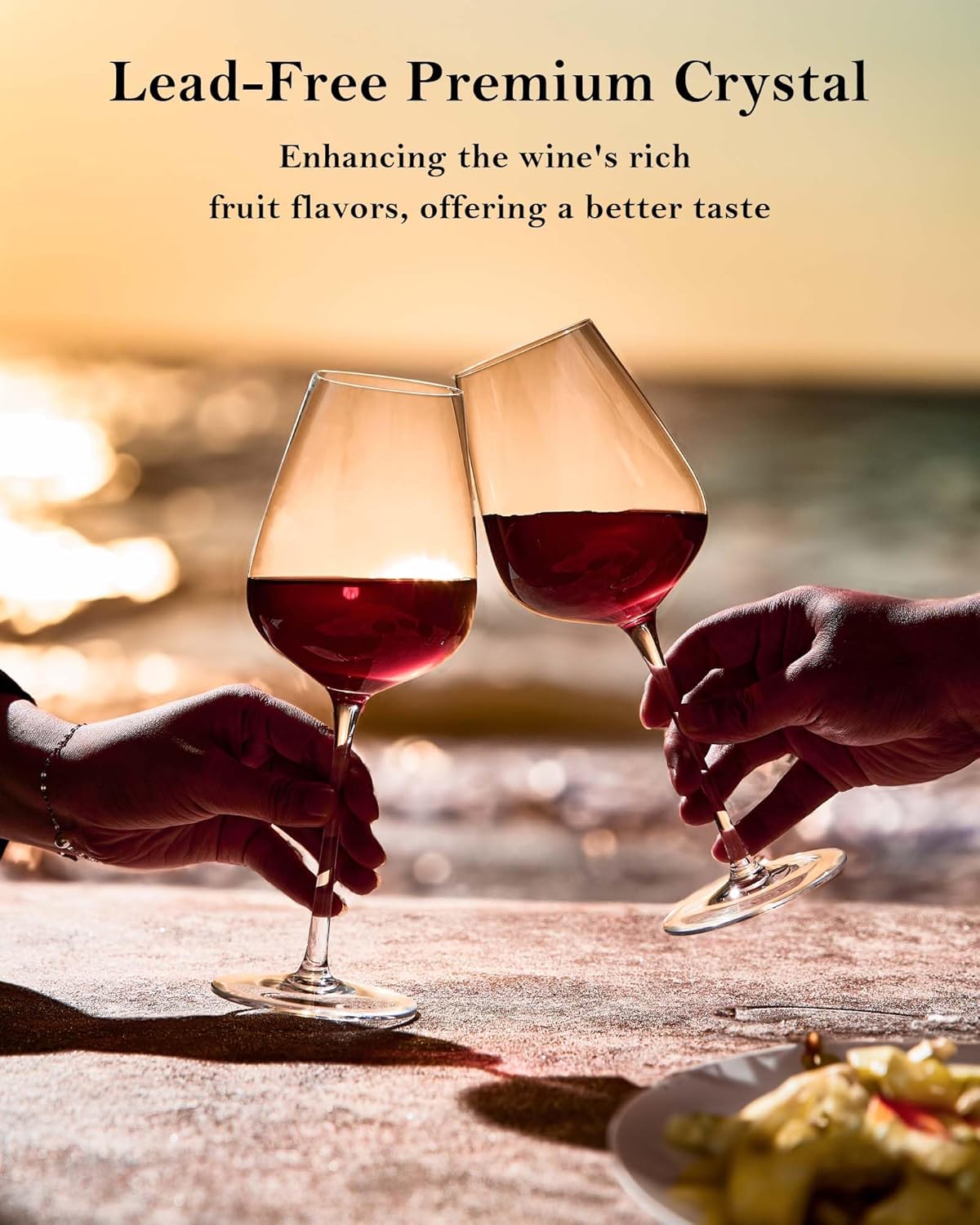 JBHO Hand Blown Italian Style Crystal Bordeaux Wine Glasses - Great Gift Packaging - Red Wine Glasses Lead-Free Premium Crystal Clear Glass - Set of 2-18 Ounce