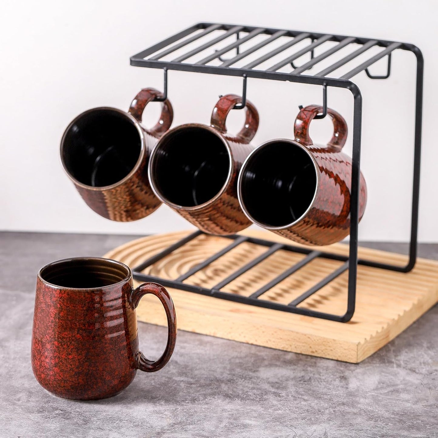 Hasense Red Coffee Mugs Set of 4, 12 oz Coffee Cups Ceramic, Latte Mug with Large Handle for Coffee, Tea, Milk and Chocolate,Easy Hold & Clean, Dishwasher & Microwave Safe