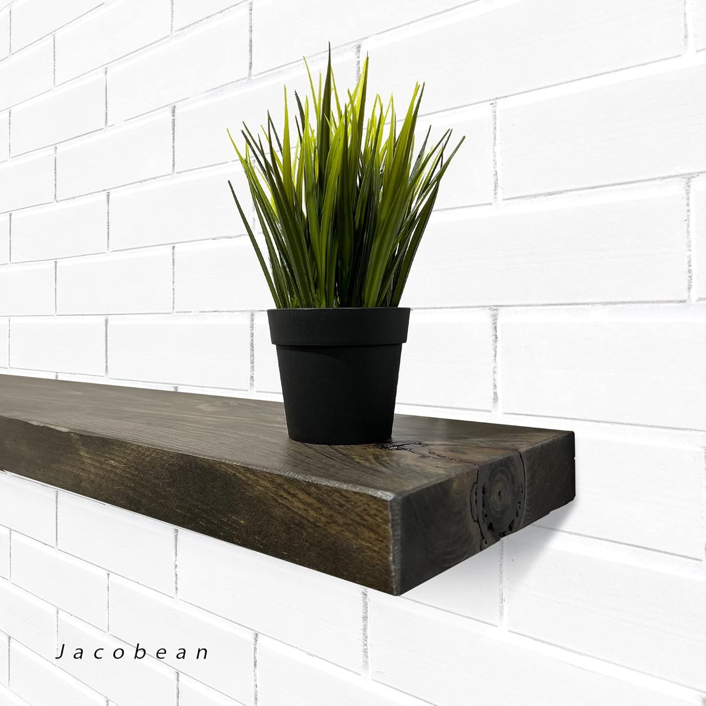 URBANDI, Rustic Floating Shelves, Set of 2, Hidden Bracket, Solid Wood, Heavy Duty, Wall Mounted Shelves, (Dark Brown, 48Wx10D)